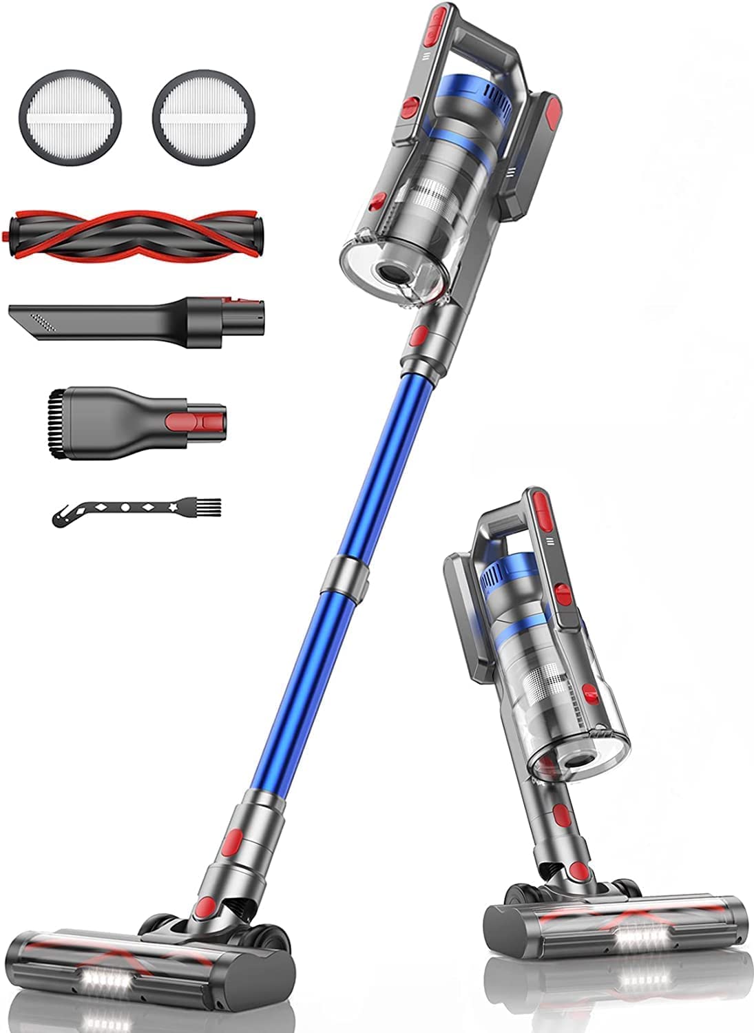 BuTure 450W 33KPA Cordless Stick Vacuum Cleaner - 55 Min Runtime, Anti-Tangle Brush, 1.2L Large Dust Cup - Lightweight Handheld Vacuum for Hardwood Floors, Carpets, Stairs & Pet Hair - Perfect for Quick Cleanups & Deep Cleaning in Homes with Pets