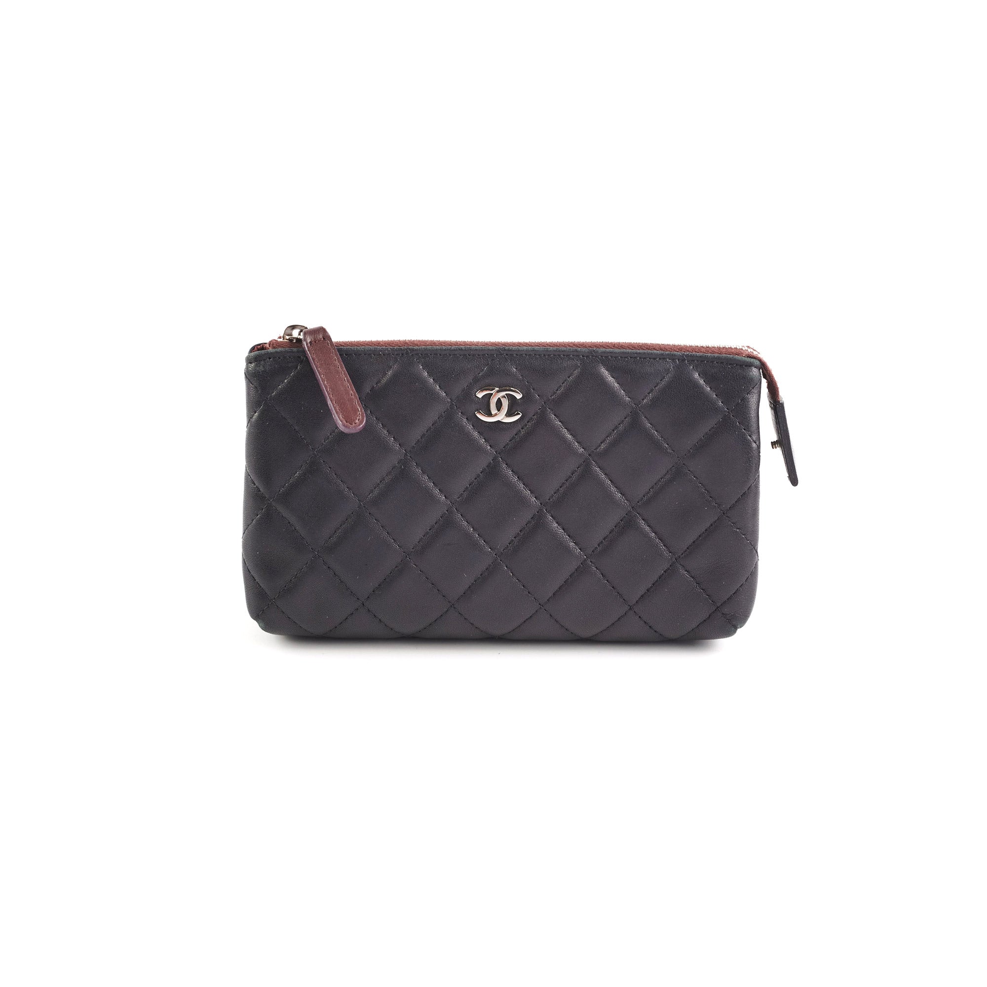 Chanel Black Leather Cosmetic Bag Clutch for Women | Luxury Makeup Pouch | Perfect for Travel, Parties & Everyday Use