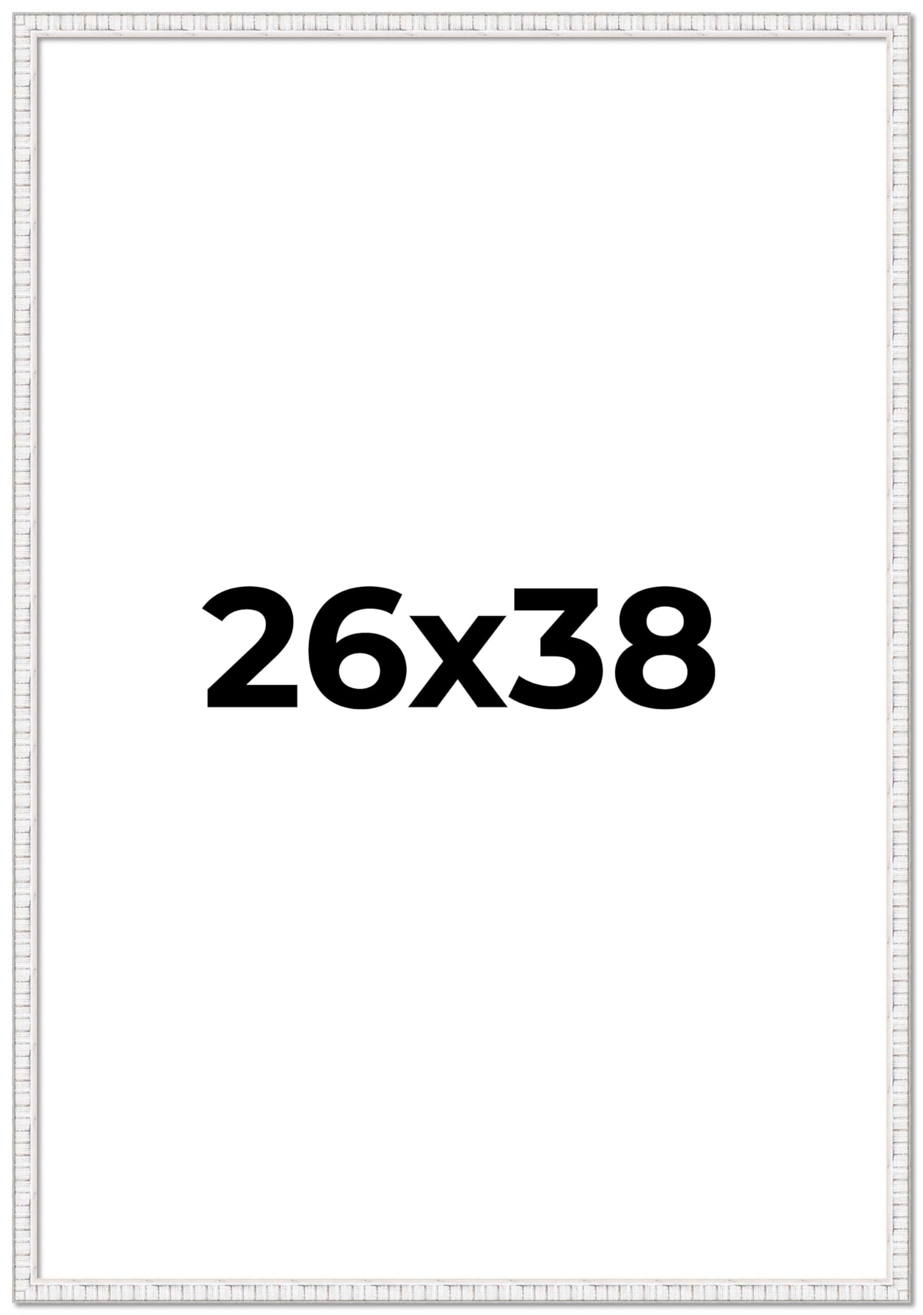 26x38 Inch White Distressed Solid Wood Picture Frame - 0.75