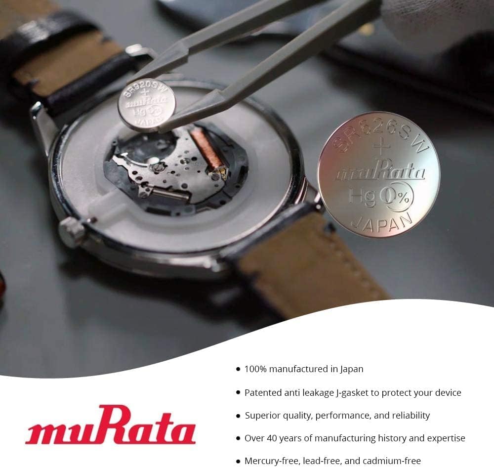 Murata 377 SR626SW 1.55V Silver Oxide Watch Battery - 2 Pack, Replacement for Sony 377 - Perfect for Watches, Calculators, Cameras & Small Electronics