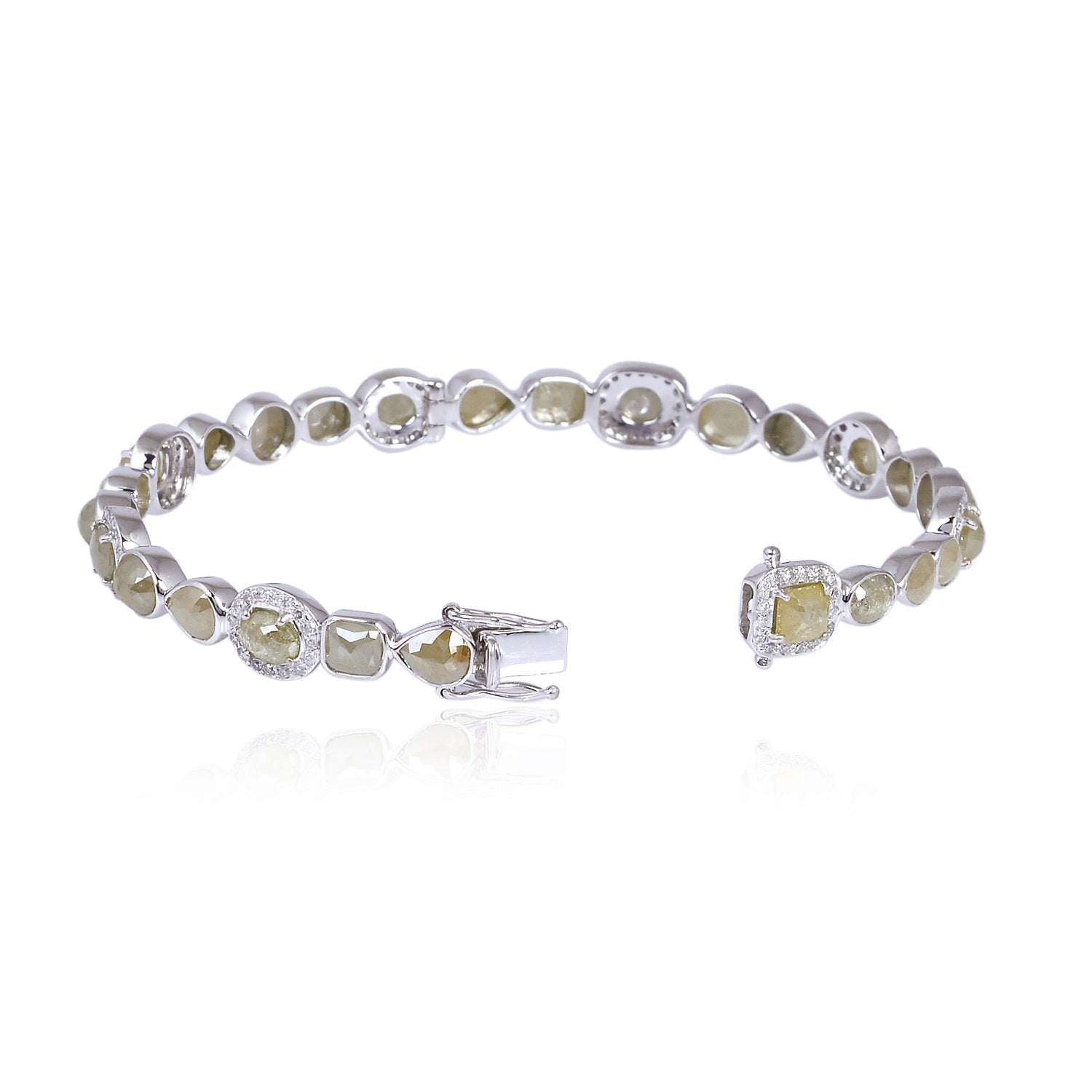 18K White Gold Bezel Set Ice Diamond Wedding Bangle - Elegant Bridal Jewelry for Women - Perfect for Engagement, Anniversary & Special Occasion Gifts