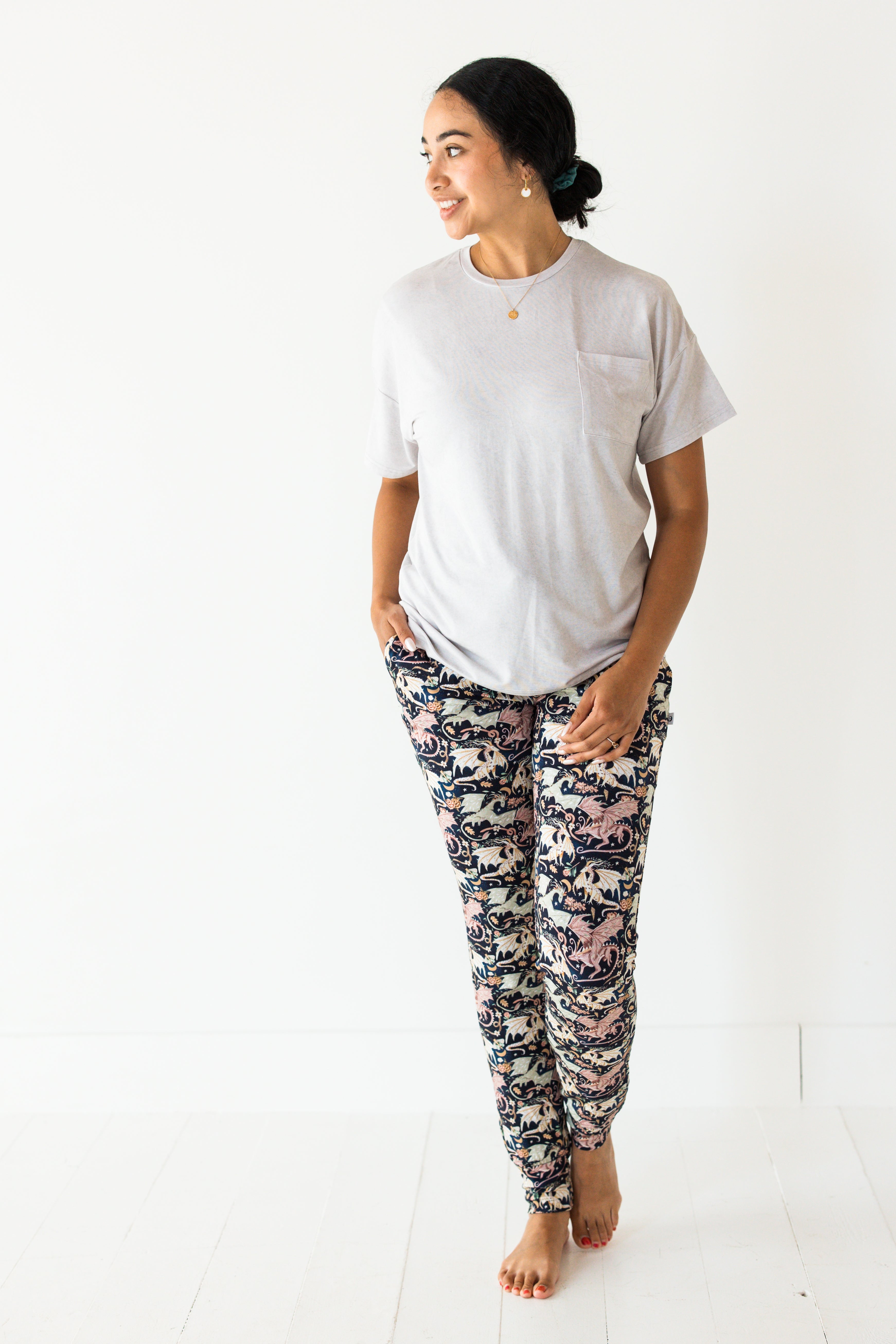 Women's Modal Jersey Joggers - Soft Comfortable Lounge Pants for Yoga, Running & Home Wear - Dancing Dragons Athletic Leisure Pants