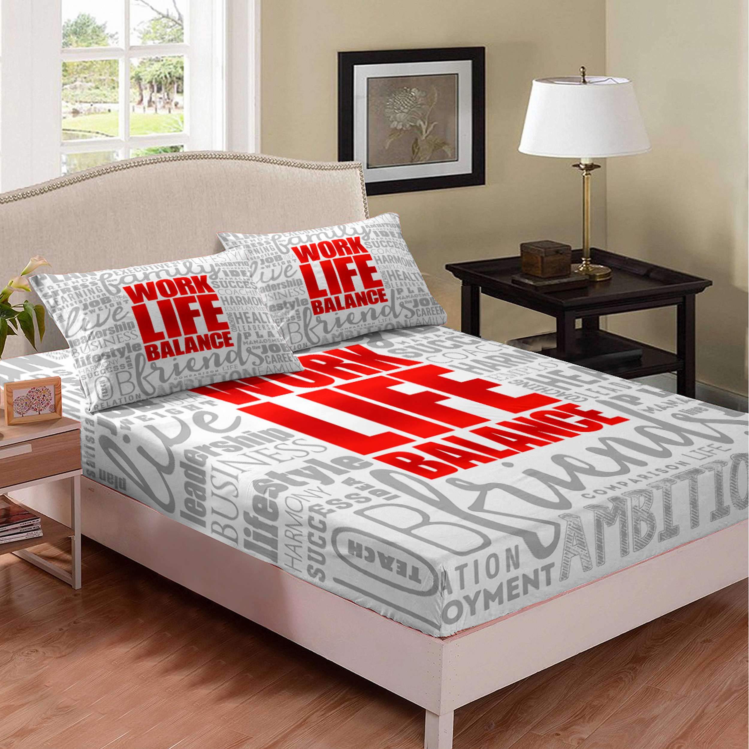 Queen Size Microfiber Bedding Set - Ultra Soft Fitted Sheet & 2 Pillowcases, All-Round Elastic Pocket for Easy Fit | Modern Bedroom Decor for Men & Women | Perfect for Work-Life Balance & Comfortable Sleep