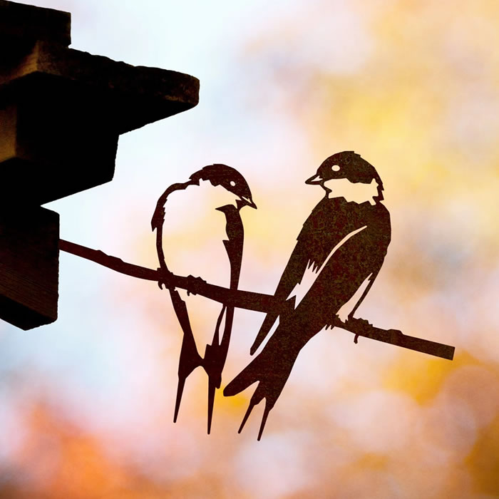 Pair of Swallows Wall Art - Handcrafted Metal Bird Decor for Home & Garden - Perfect for Living Room, Bedroom, or Outdoor Spaces
