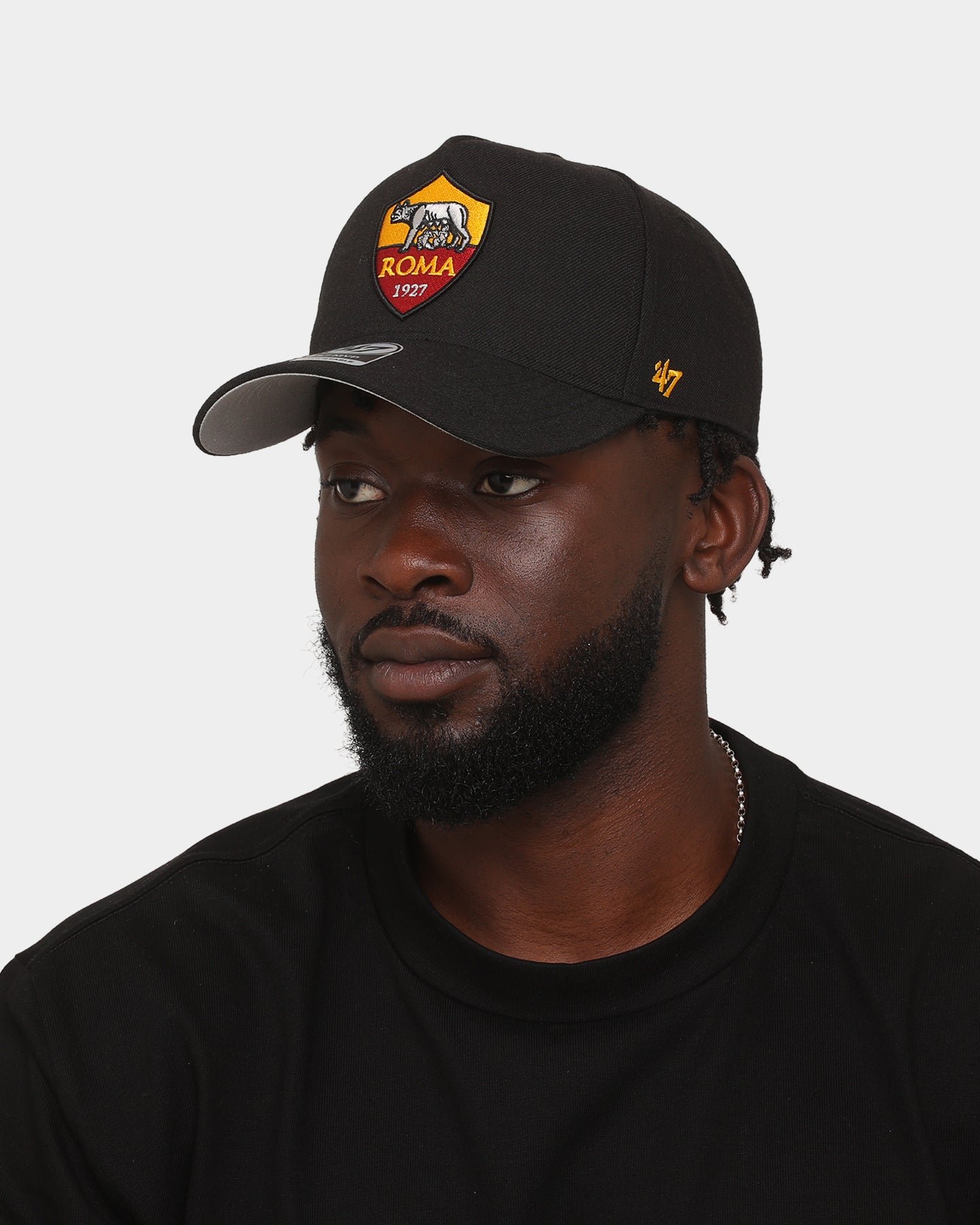 47 Brand AS Roma Replica 47 MVP DT Snapback Black Hat - Official Licensed Adjustable Baseball Cap for Men & Women - Perfect for Soccer Fans, Game Day & Casual Wear