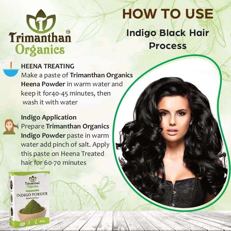 Trimanthan Organics Indigo Powder for Hair - 900g Black Triple-Sifted Microfine Indigofera Tinctoria Powder | Stops Premature Greying & Repairs Damaged Hair | Natural Hair Dye for DIY Henna, Coloring, & Hair Care Treatments