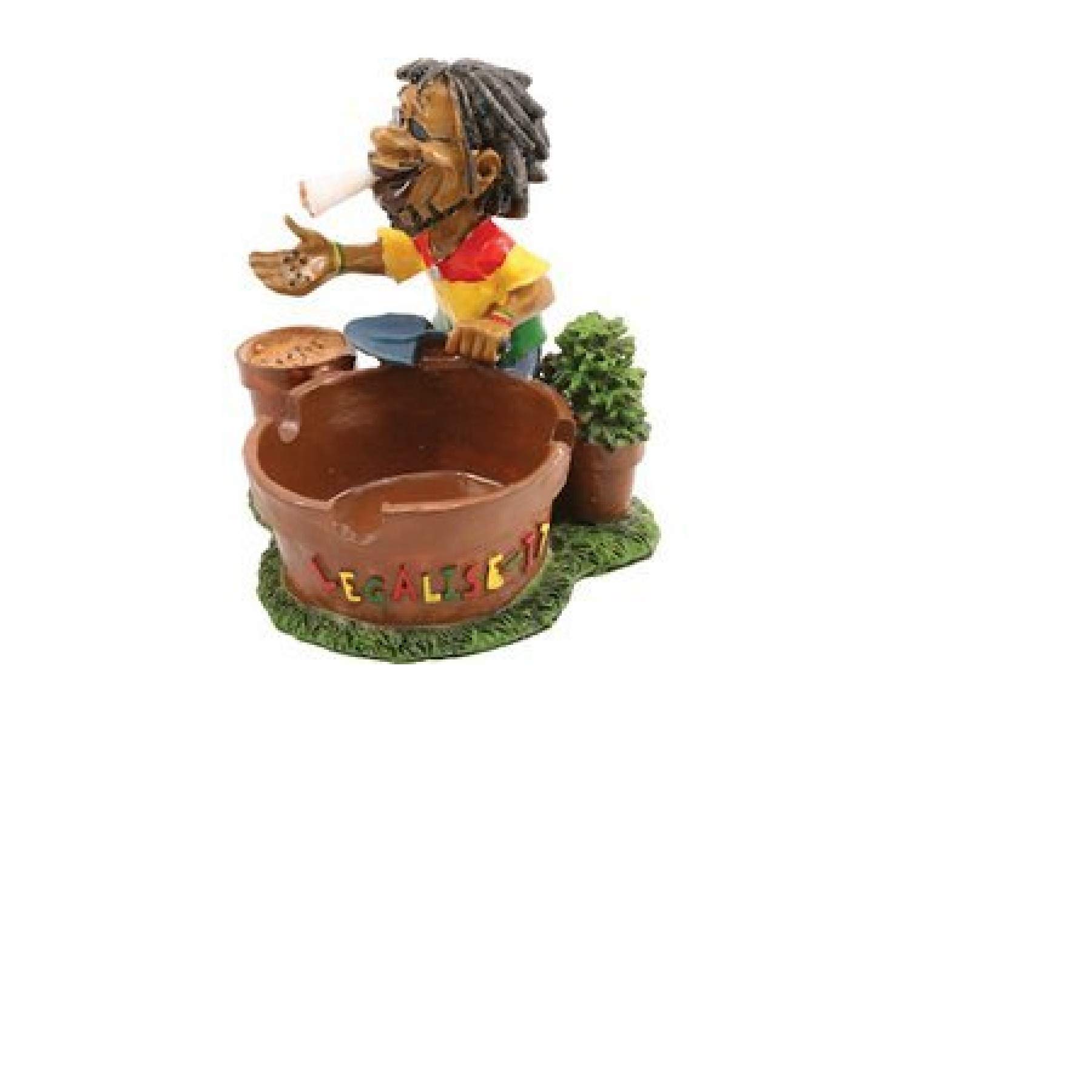 Cool Jamaican Man Holding Cigarette Ashtray - Unique Caribbean Themed Smoking Accessory for Home, Bar, or Office Decor | Perfect Gift for Smokers & Reggae Lovers