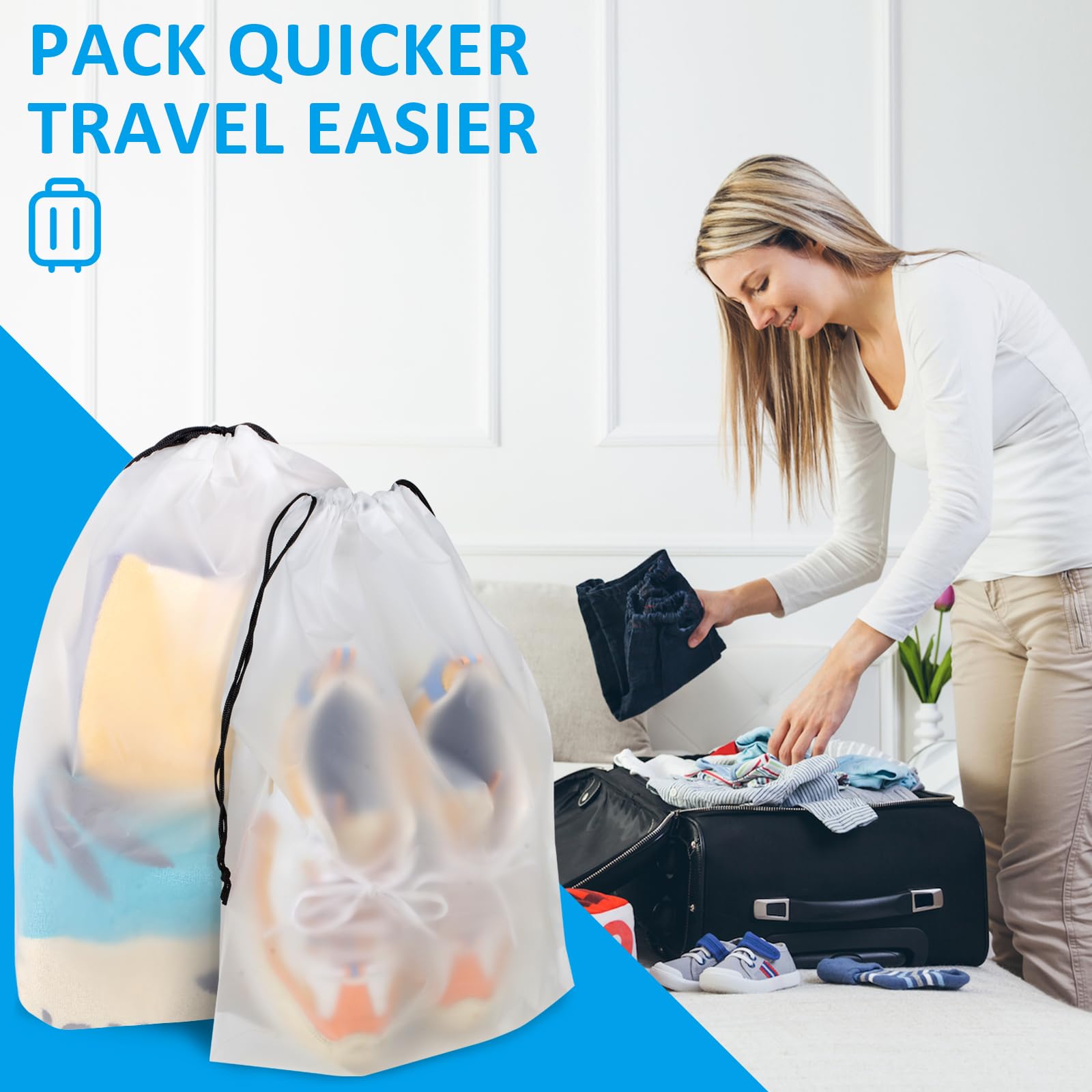 5-Pack Clear Waterproof Travel Shoe Bags (15.7