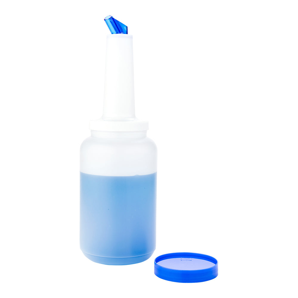 Bar Lux 2.5 Quart Plastic Quick Pour Storage Container with Blue Spout & Lid - 5x5x15 Inches - Ideal for Kitchen, Garage & Workshop Organization - 1 Count Box