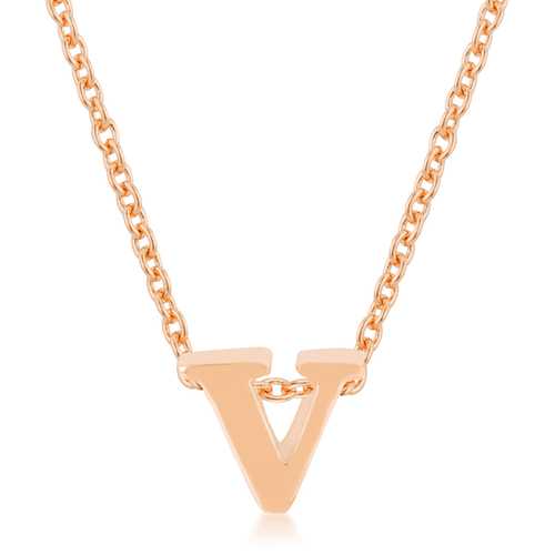 Rose Gold Initial V Pendant Necklace for Women - Personalized Name Letter Jewelry Gift for Her - Perfect for Birthdays, Anniversaries & Everyday Wear