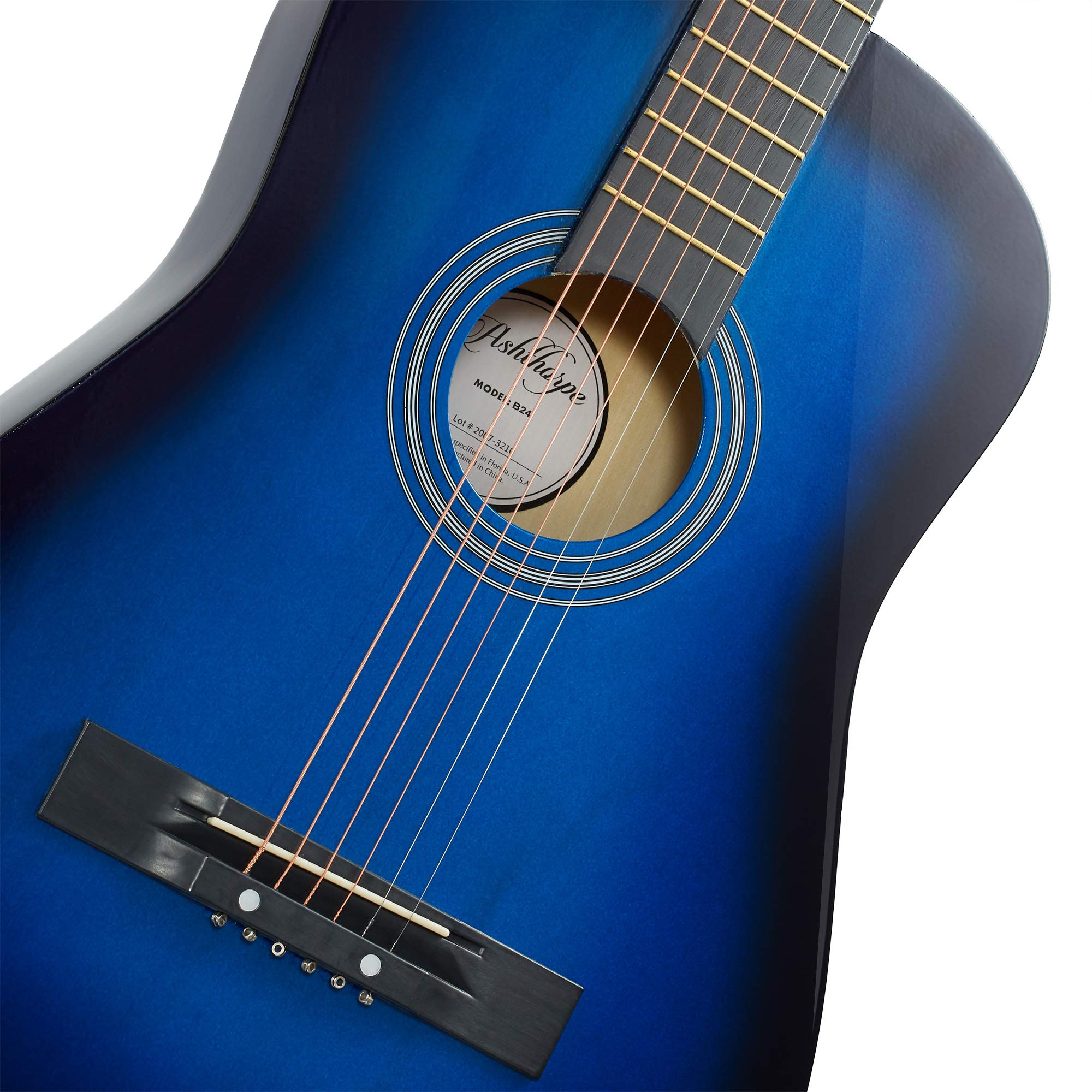 Ashthorpe 38-inch Beginner Acoustic Guitar Starter Kit (Blue) - Full Package with Gig Bag, Strings, Strap, Tuner, Picks & Accessories - Perfect for Kids, Teens & Adult Beginners Learning Guitar at Home, School or Camp