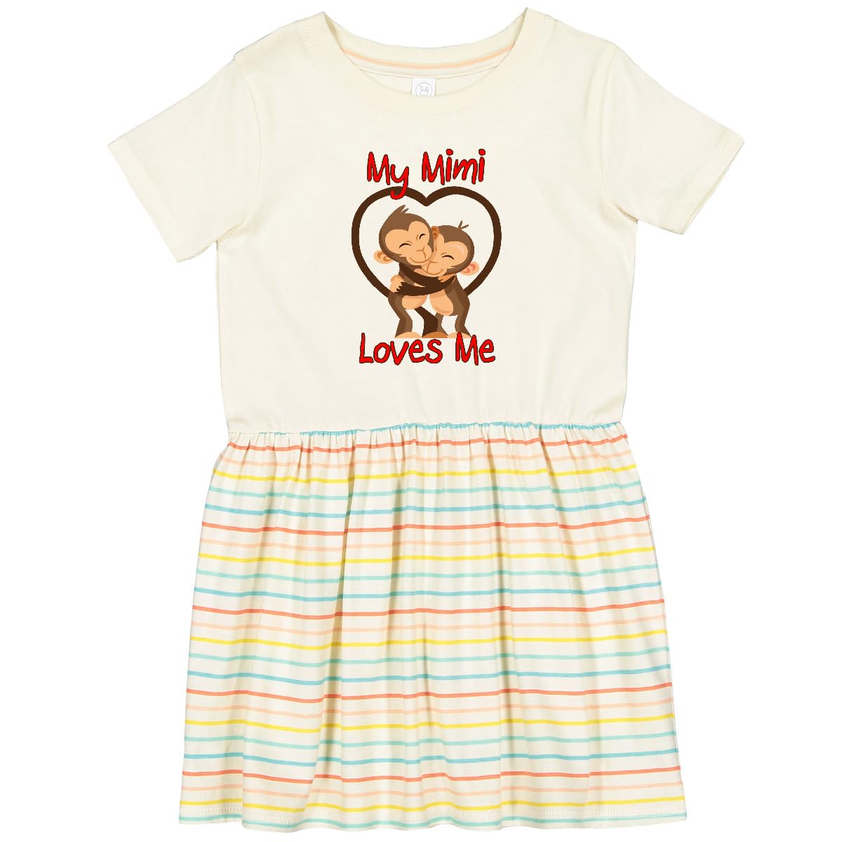 Inktastic My Mimi Loves Me Monkey Toddler Dress - Cute Animal Print Baby Girl Outfit for Playdates, Daycare & Family Photos
