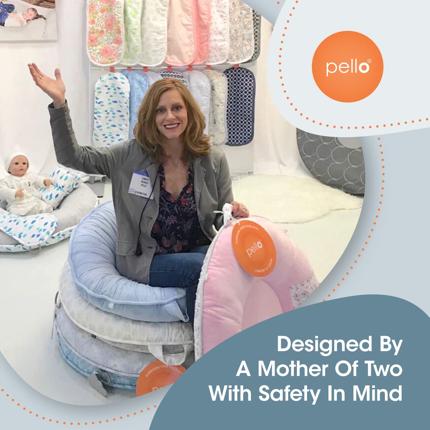 Pello Multi-Use Luxe Baby Floor Cushion - Soft Play Mat & Lounger for Infants & Toddlers (Serenity Gray) - Perfect for Nursery, Playroom & Travel