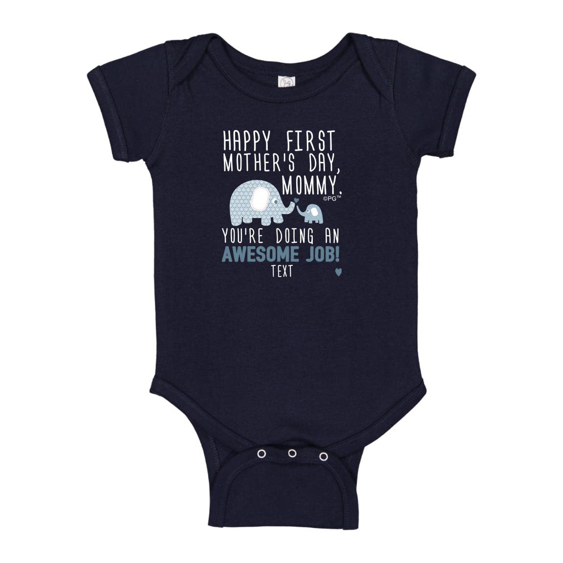Personalized Baby Bodysuit - Cute Blue Elephant Design for First Mother's Day Gift | Newborn Outfit, Baby Shower Present, Photo Prop