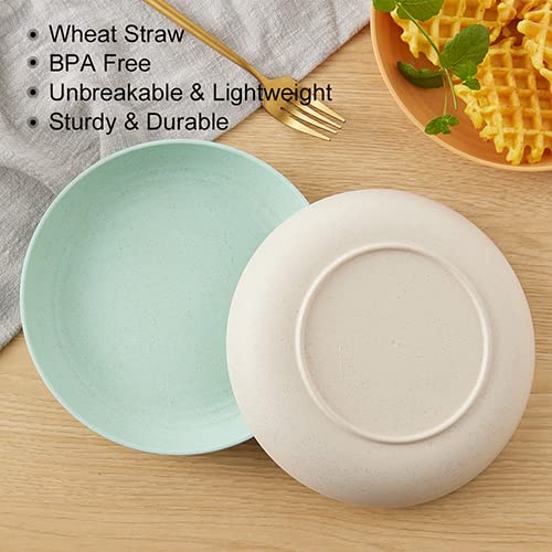 7.8 Inch Wheat Straw Plates 6 Pack - Unbreakable Deep Dinner Plates for Kids & Adults, BPA Free, Dishwasher & Microwave Safe - Eco-Friendly Dinnerware for Parties, Picnics, Camping & Everyday Use