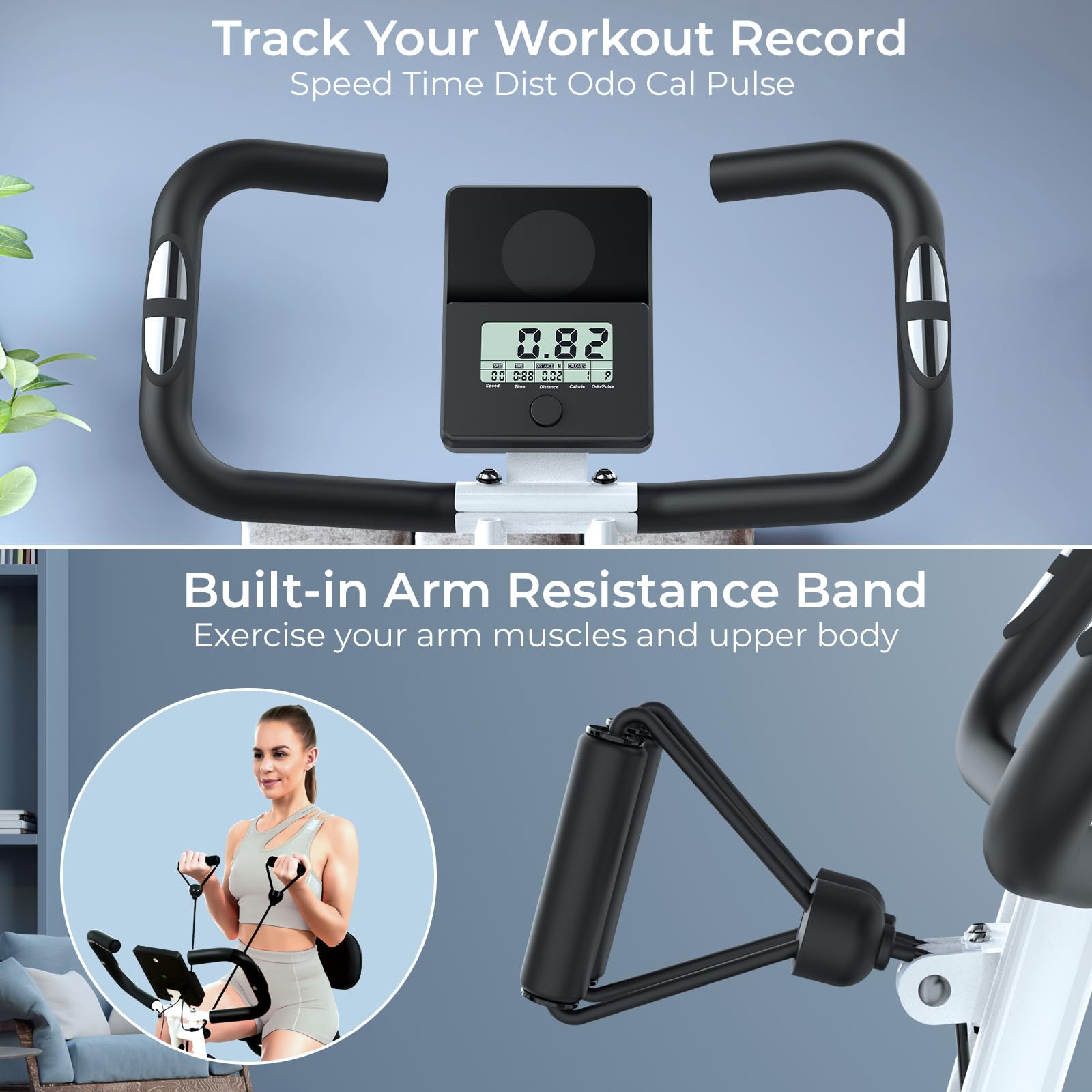 Micyox MX711 Foldable Exercise Bike - 3-in-1 Home Cycling Machine with Adjustable Backrest, Oversized Seat, 16-Level Magnetic Resistance, LCD Monitor & Heart Rate Sensor - Perfect for Home Gym, Cardio Workouts & Small Spaces