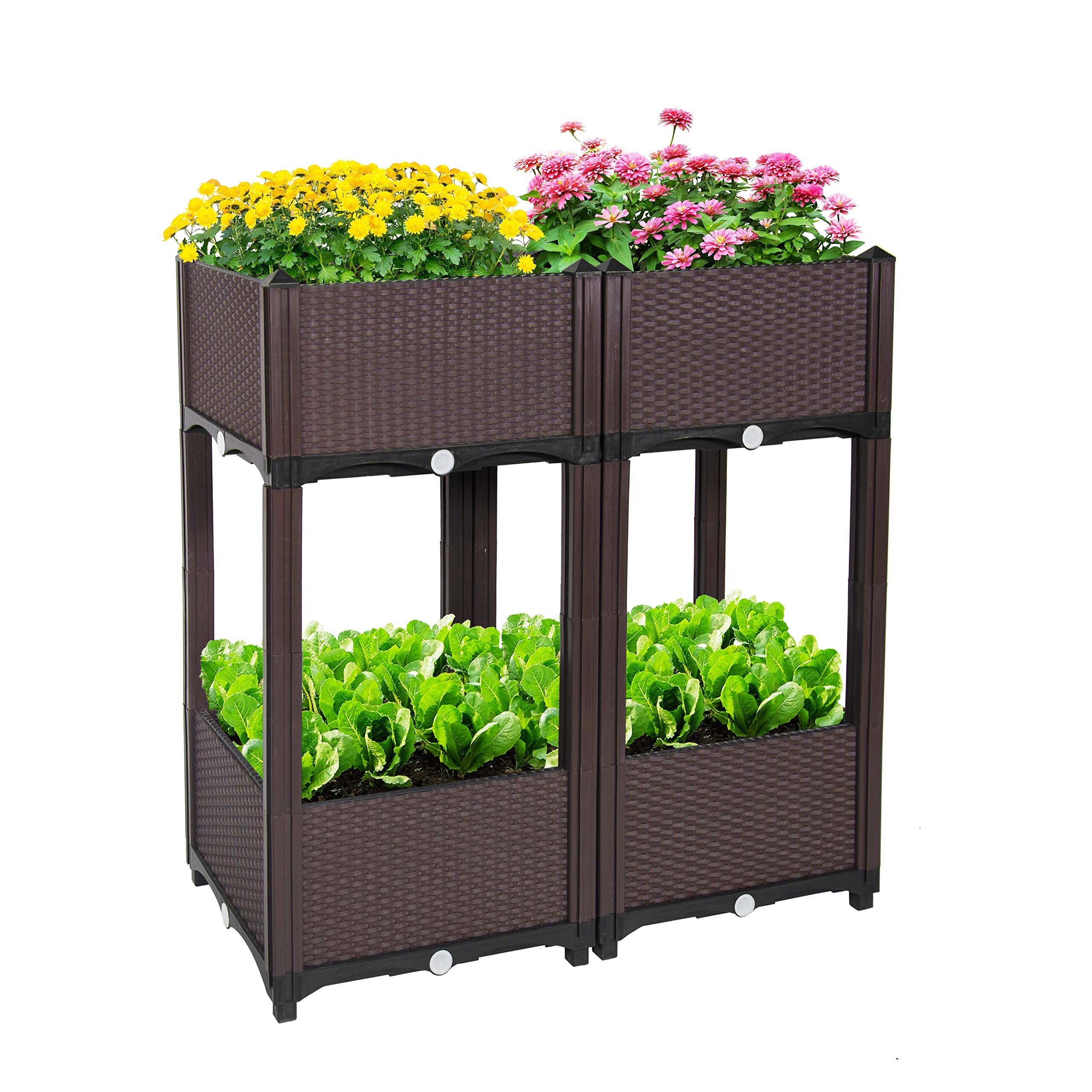 D'vine Dev Raised Garden Bed Planter - Elevated Outdoor Standing Planter Box with Drainage for Vegetables, Flowers, Herbs | Gardening Kit for Patio, Balcony & Backyard (Model RGB-4)
