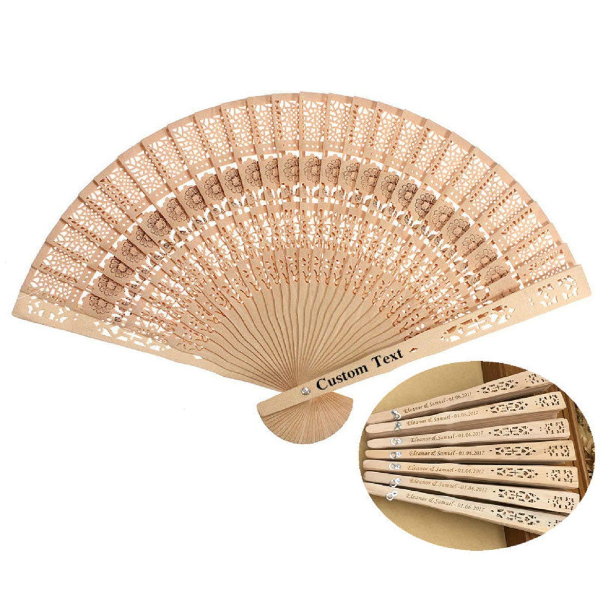 Personalized Engraved Wooden Wedding Fans - Custom Bridal Shower, Baby Shower & Birthday Party Favors - Unique Keepsake for Weddings, Engagements & Special Events