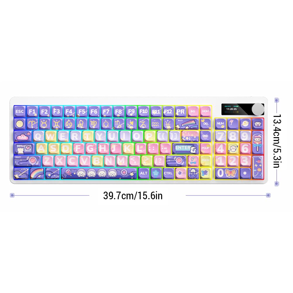 Docooler Wireless Mechanical Gaming Keyboard with Red Switches - RGB Backlit, PBT Keycaps, Full Key Rollover, Metal Volume Knob - Ergonomic Design for PC/Mac Gaming & Office Typing (DIY Customizable)