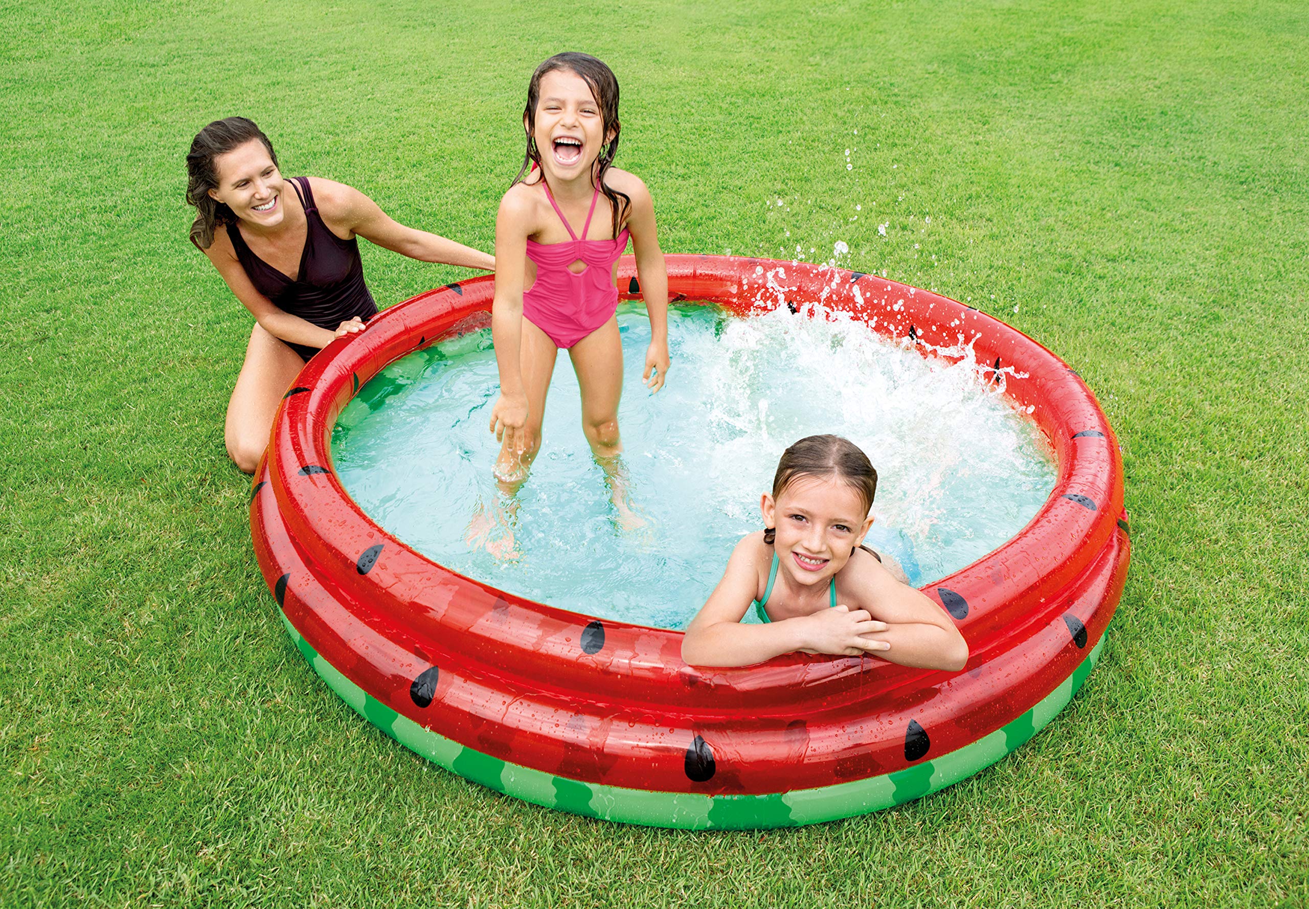 Intex 66-Inch Round Inflatable Outdoor Kids Swimming Pool - Watermelon Design for Ages 2+ - Perfect for Backyard Fun, Summer Parties, and Family Gatherings