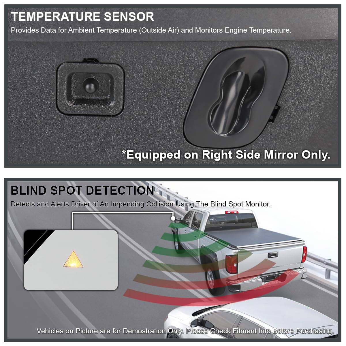 Spec-D Tuning Power Heated Tow Mirrors with Temperature Sensor & LED Turn Signal - Compatible with 2017-2019 Ford F250/F350/F450 Super Duty (Left & Right Pair) - Perfect for Towing, Winter Driving & Enhanced Visibility
