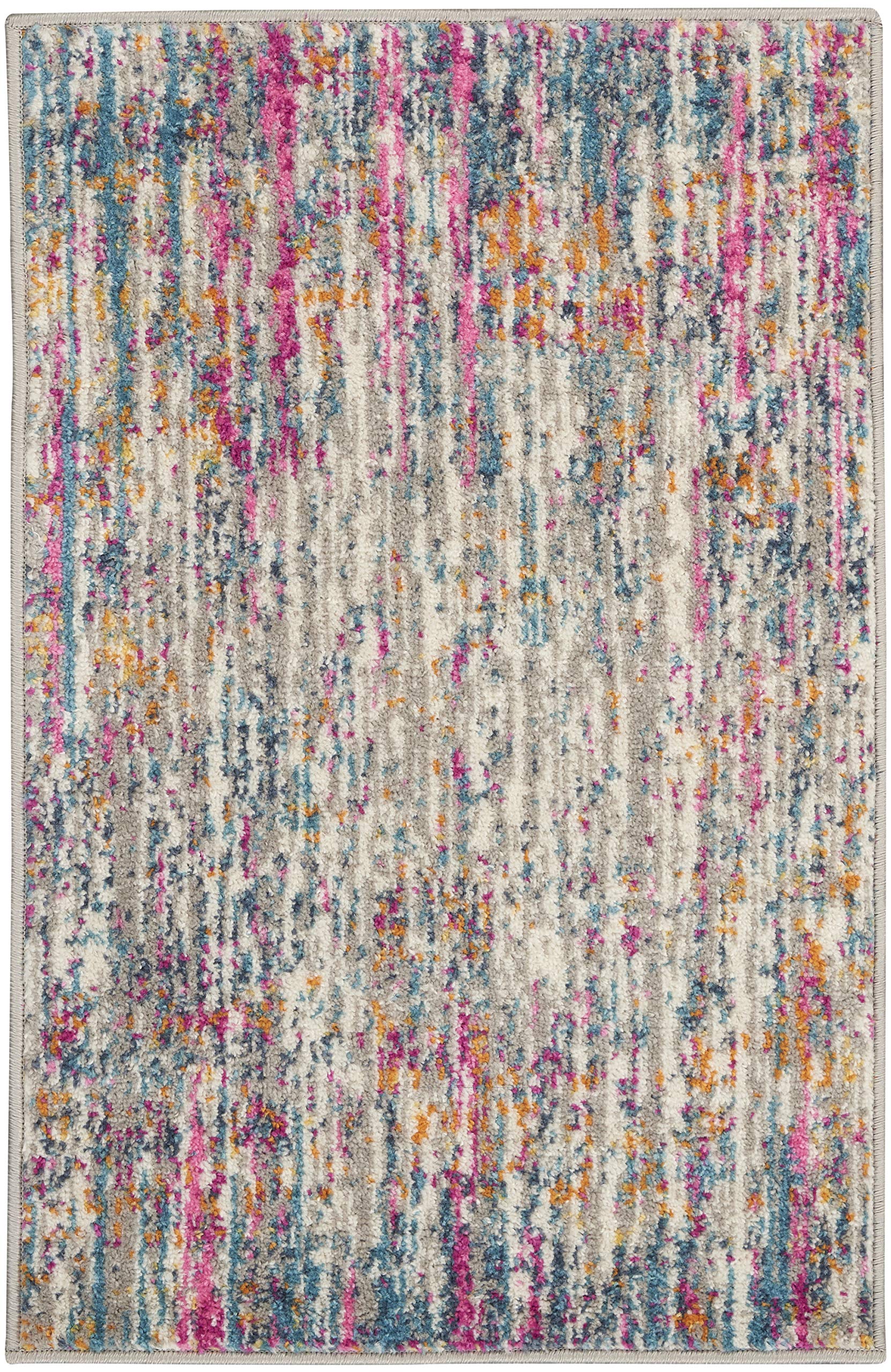 Nourison Passion Abstract Ivory/Multi 2x3 Area Rug - Easy Cleaning, Non-Shedding, Soft & Durable - Perfect for Bedroom, Living Room, Dining Room & Kitchen Decor