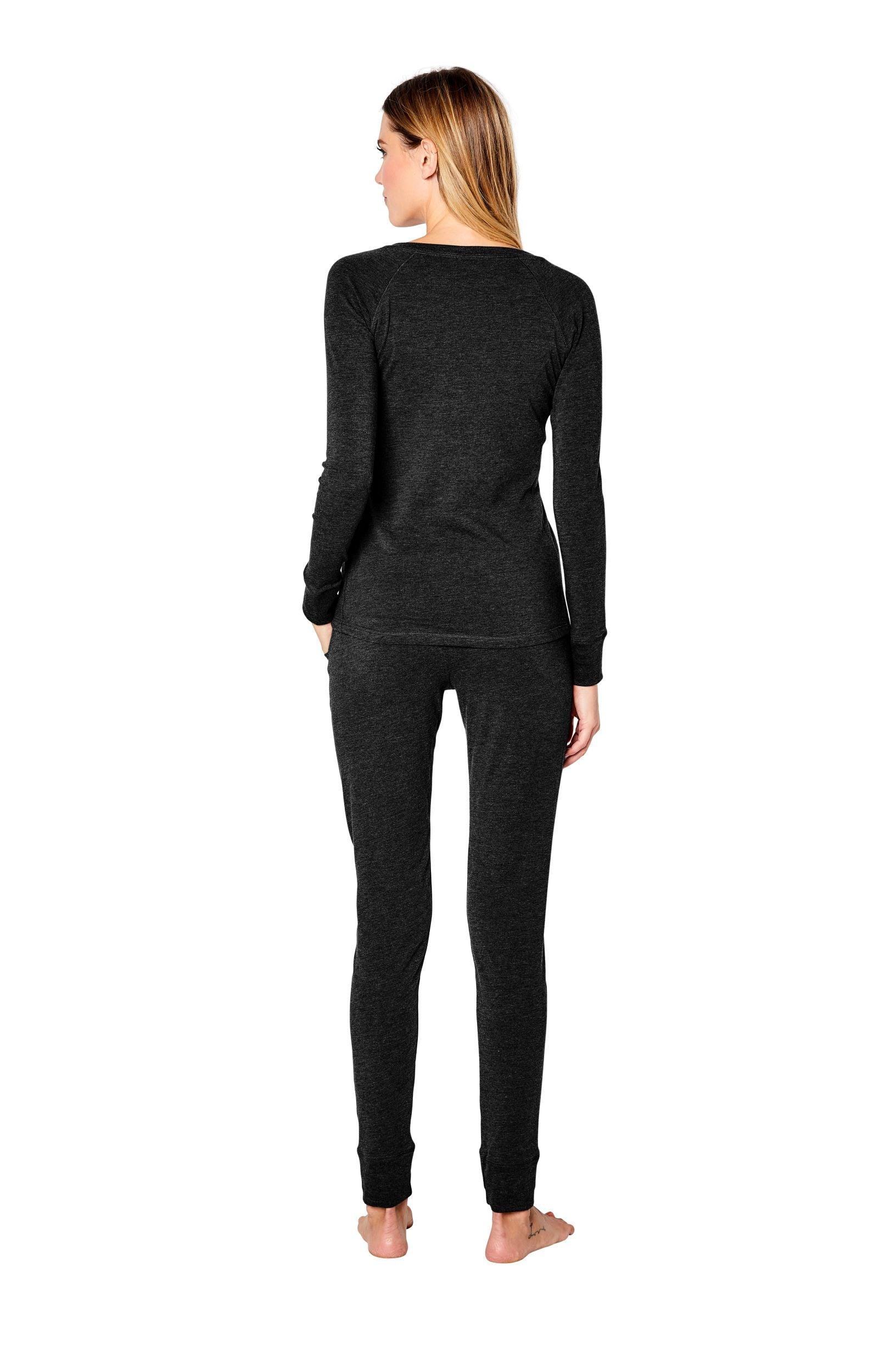 Olivia Women's Long Sleeve Henley Top & Pants Loungewear Set - Soft Comfortable Casual Outfit for Home, Yoga & Relaxation