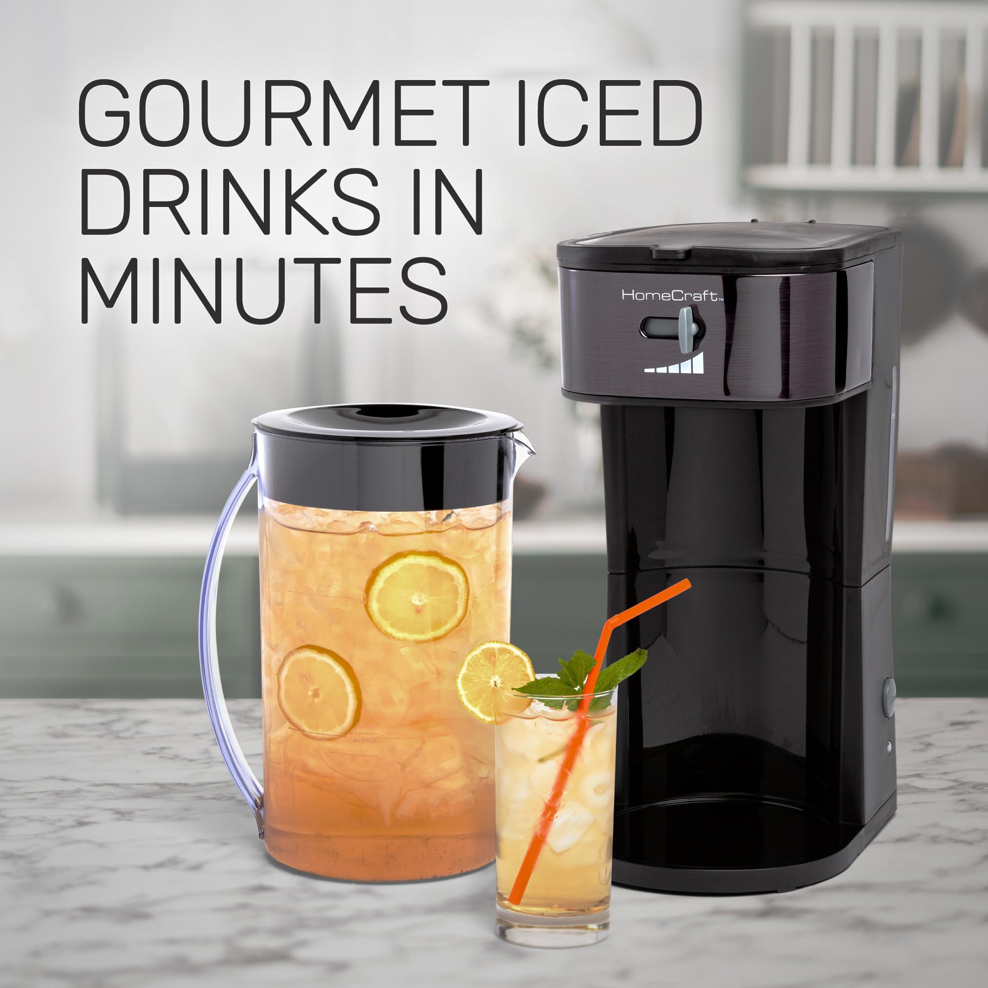Homecraft 3-Quart Iced Coffee and Tea Maker with Removable Filter Basket, Flavor Enhancer & Adjustable Brew Strength - Perfect for Summer Drinks, Iced Tea Parties & Refreshing Cold Brew at Home