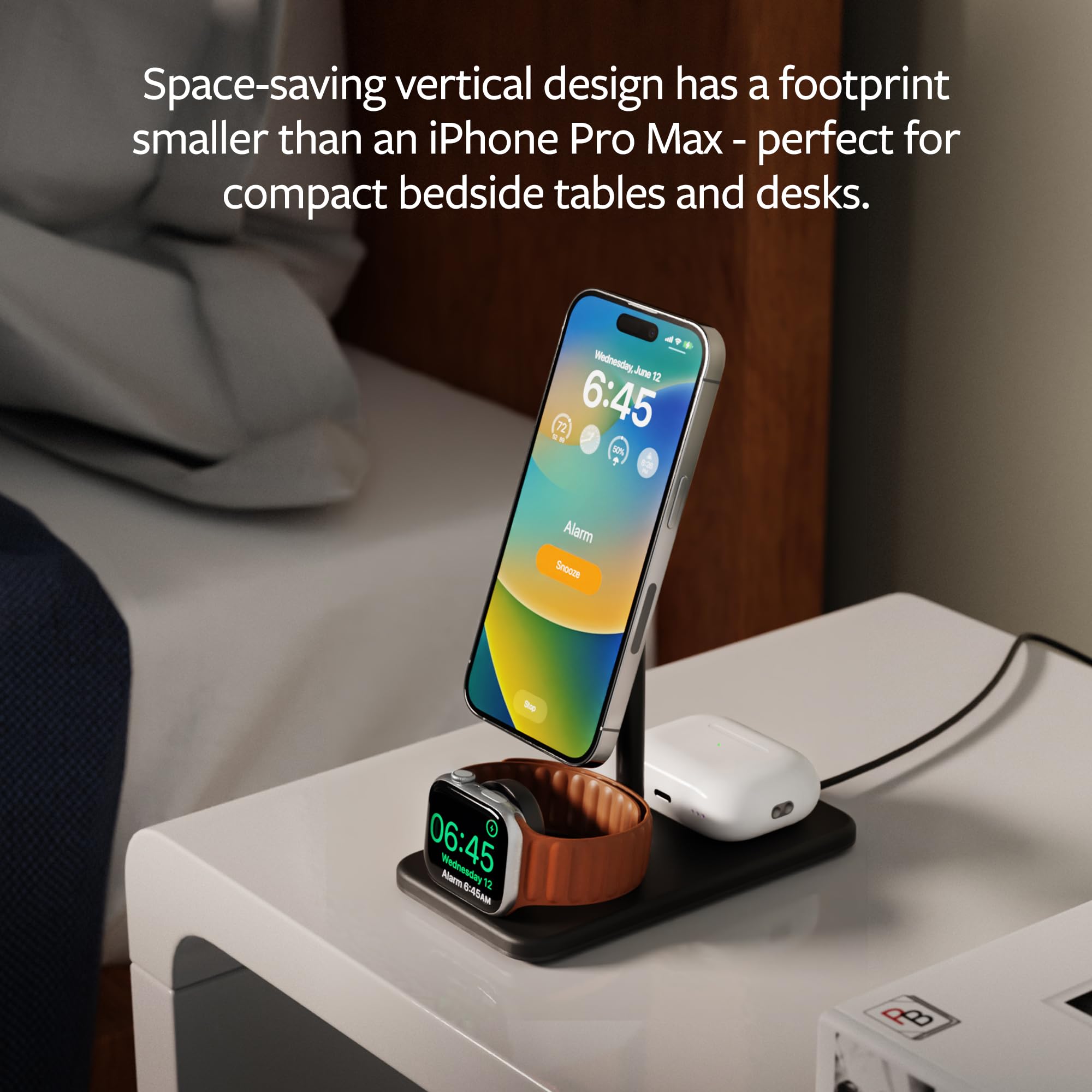 Premium MagSafe Charging Stand for iPhone 14/13/12 & Apple Watch - Compact Luxury HiRise 3 Deluxe by Twelve South | Perfect for Home Office, Nightstand & Travel Accessories