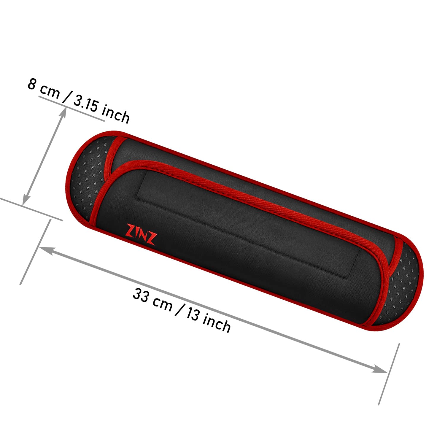 Ultra Thick ZINZ Universal Shoulder Pad for Bags & Luggage - Anti-Slip, Breathable, Long Strap (Black-Red Edge) - Perfect for Travel, Commuting & Daily Carry