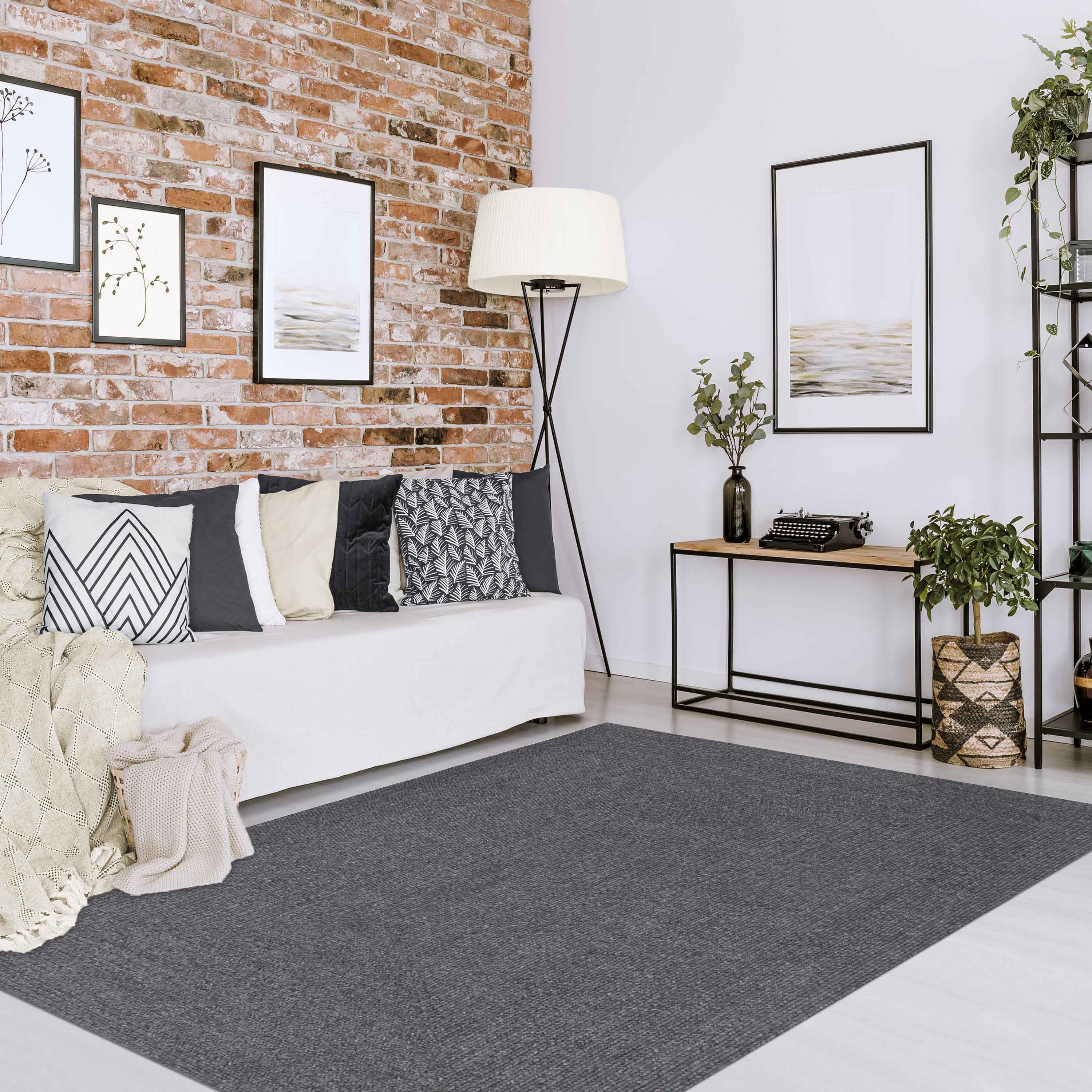 Bohemian Rectangle Braided Area Rug - Non-Slip Indoor Outdoor Rug for Living Room, Bedroom, Patio - Soft Woven Jute Natural Fiber Floor Mat for Home Decor
