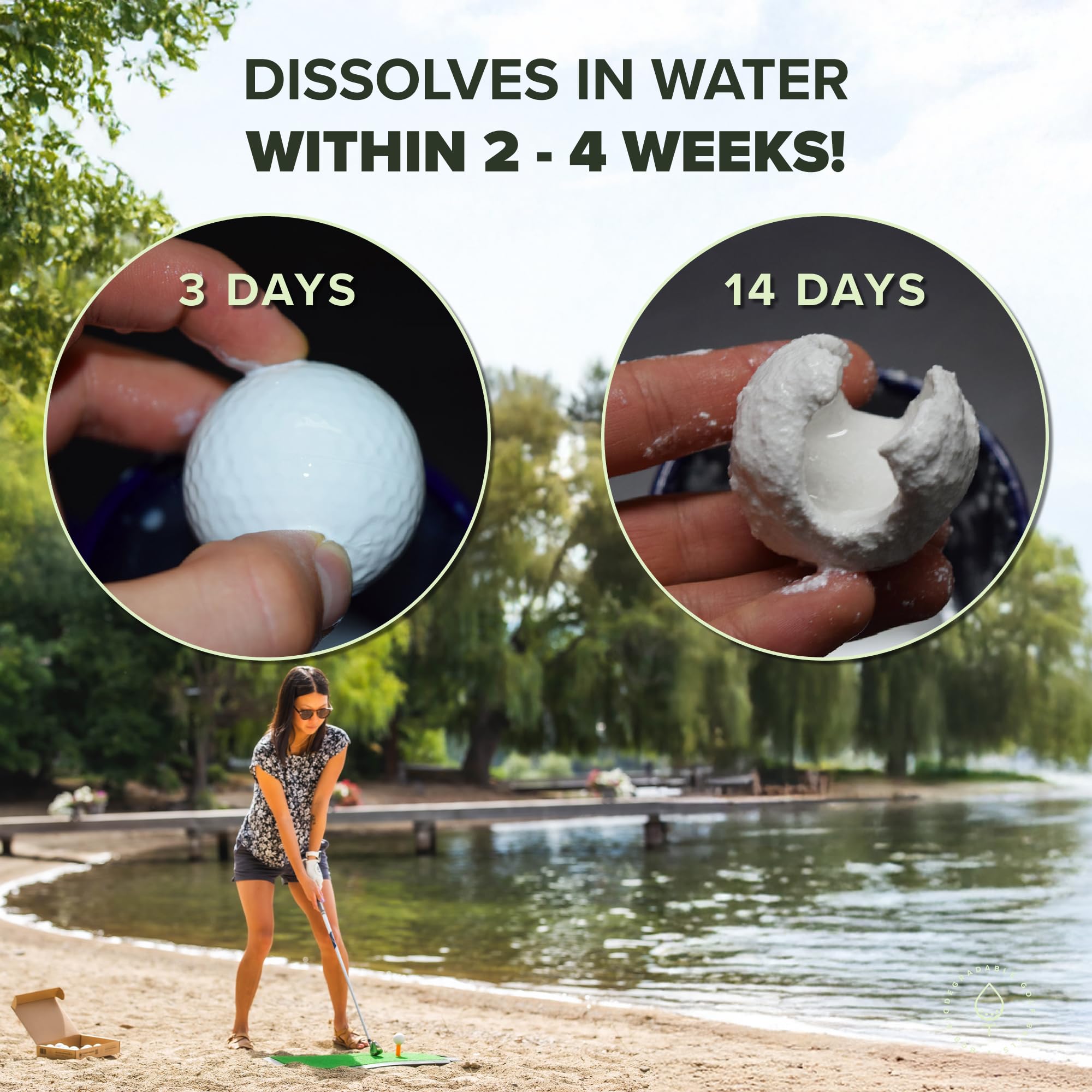 Eco-Friendly Biodegradable Golf Balls - Water Soluble & Dissolves in 2-4 Weeks | Perfect for Outdoor Practice & Ocean-Friendly Training | Great Golf Gift for Men & Women | Set of 96 Balls for Driving Range & Backyard Practice