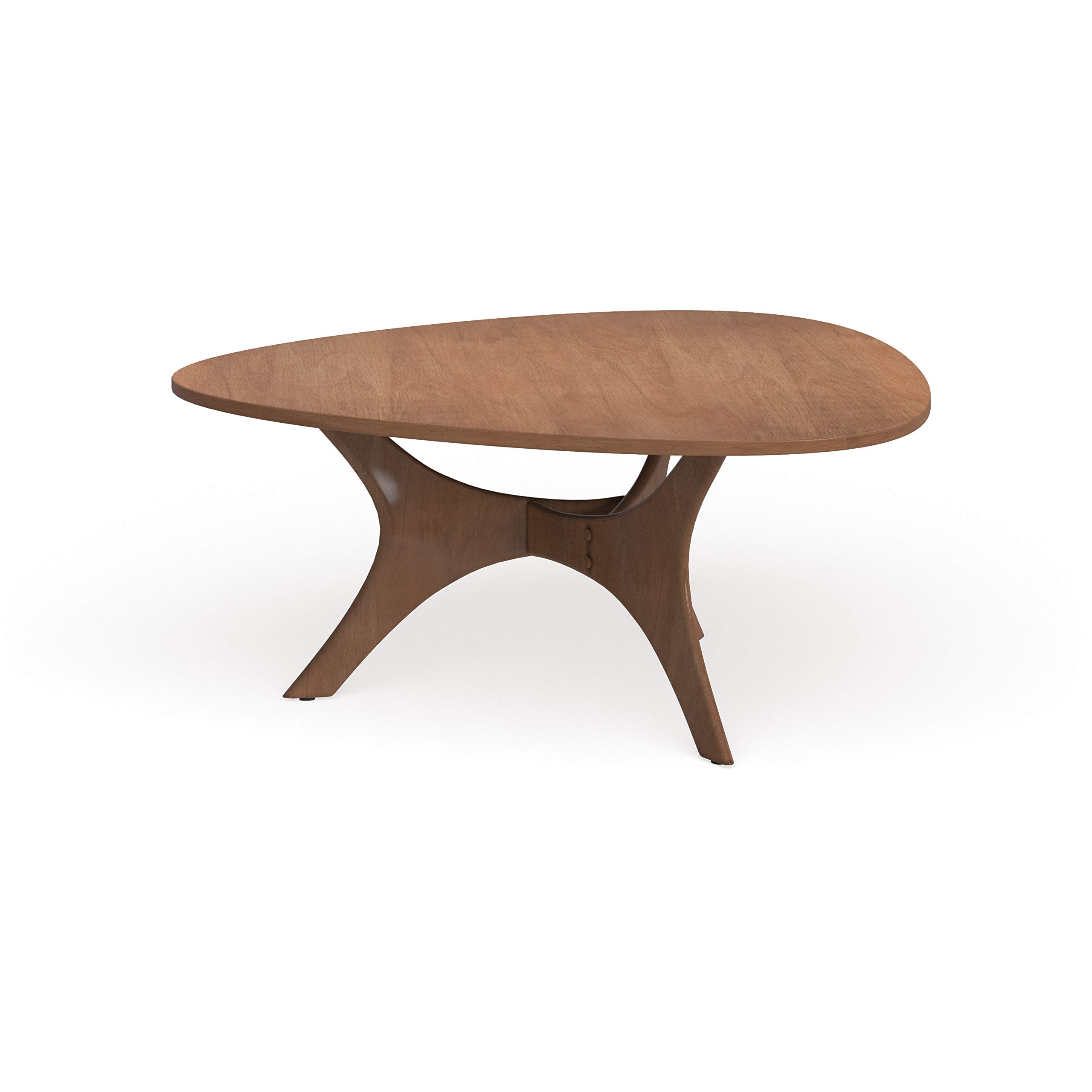 Mid-Century Modern Wood Coffee Table - Solid Oak Finish for Living Room, Lounge & Office Decor