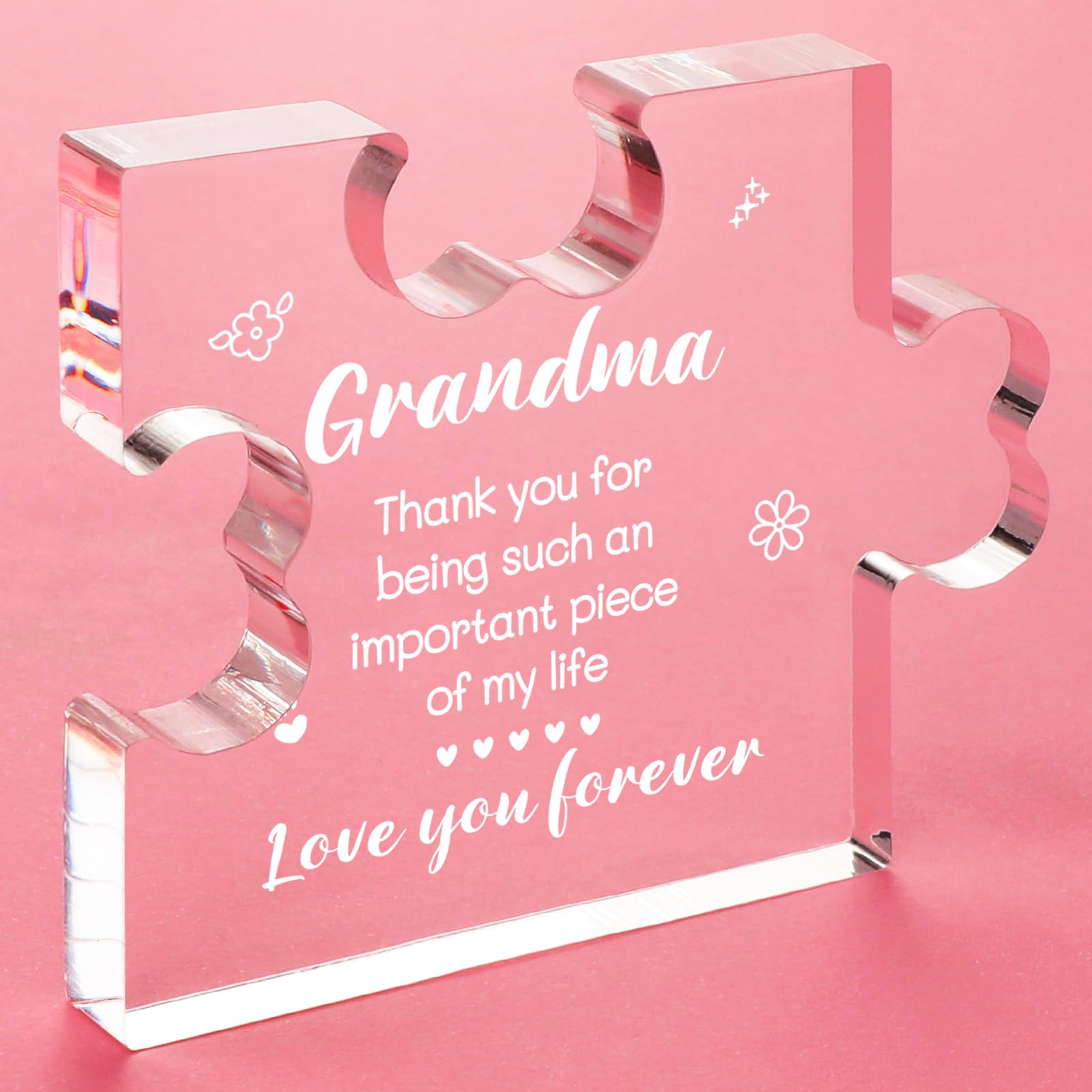 Funnli Acrylic Plaque for Grandma - Mother's Day Birthday Gift - 3.35x2.76in Desk Decor for Home Office