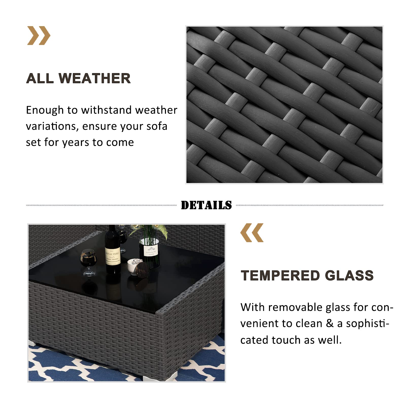 8-Piece Patio Furniture Set with 44