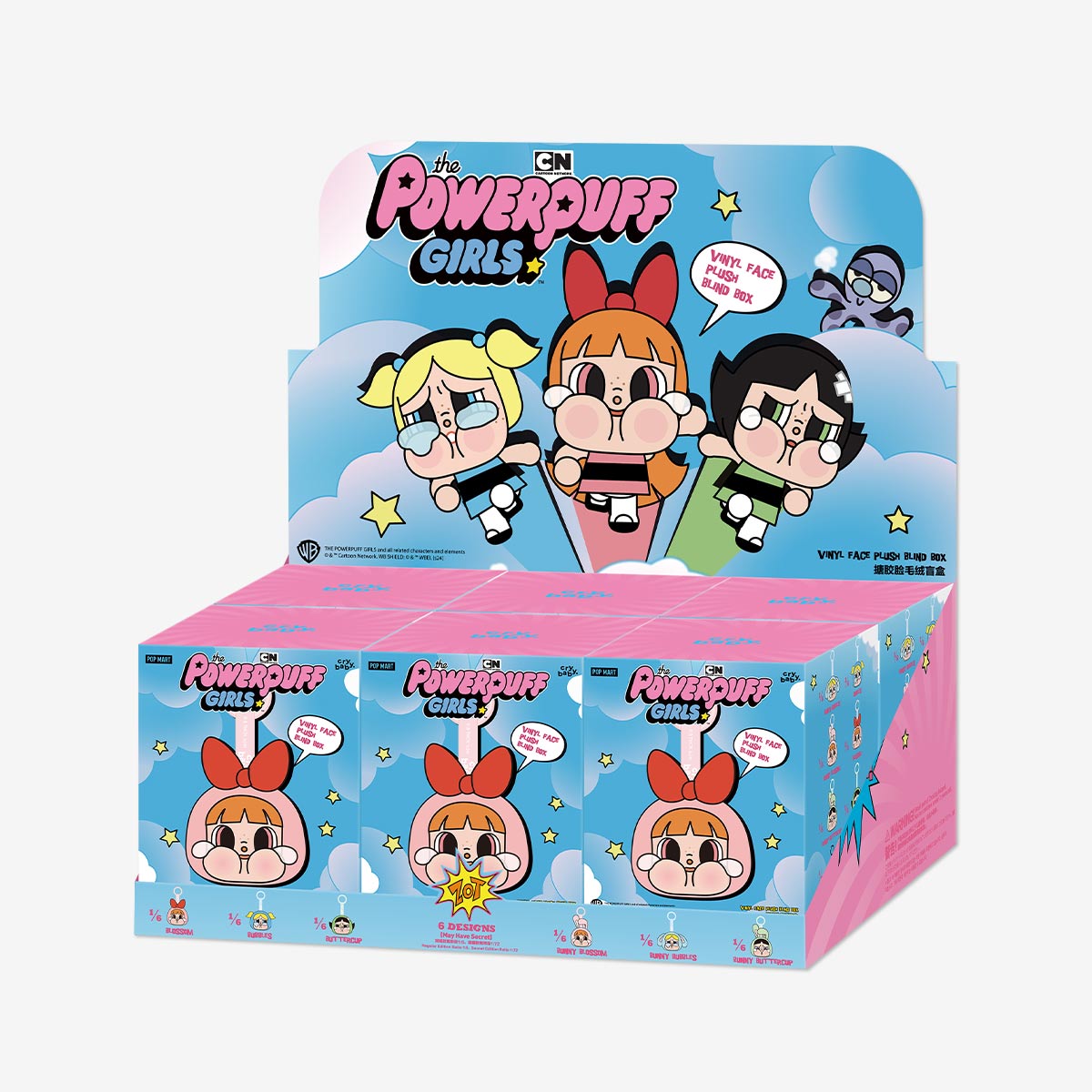 Crybaby x Powerpuff Girls Series Vinyl Face Plush Dolls (6-Piece Set) - Perfect for Collectors, Room Decor, and Anime Gift Giving