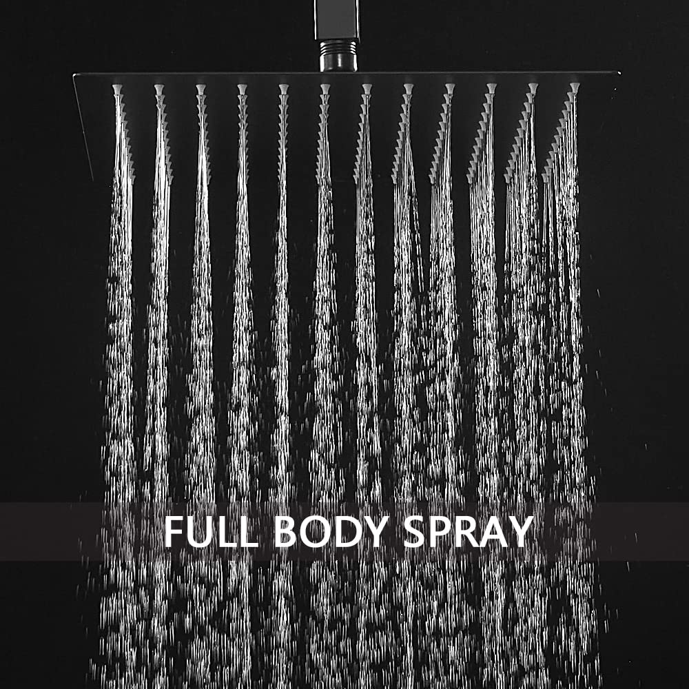 Premium Matte Black Shower System - 12 Inch Rain Shower Head & Handheld Combo - High Pressure Ceiling Mount Bathroom Set with Rough-in Valve (Perfect for Luxury Master Bath & Spa Experience)