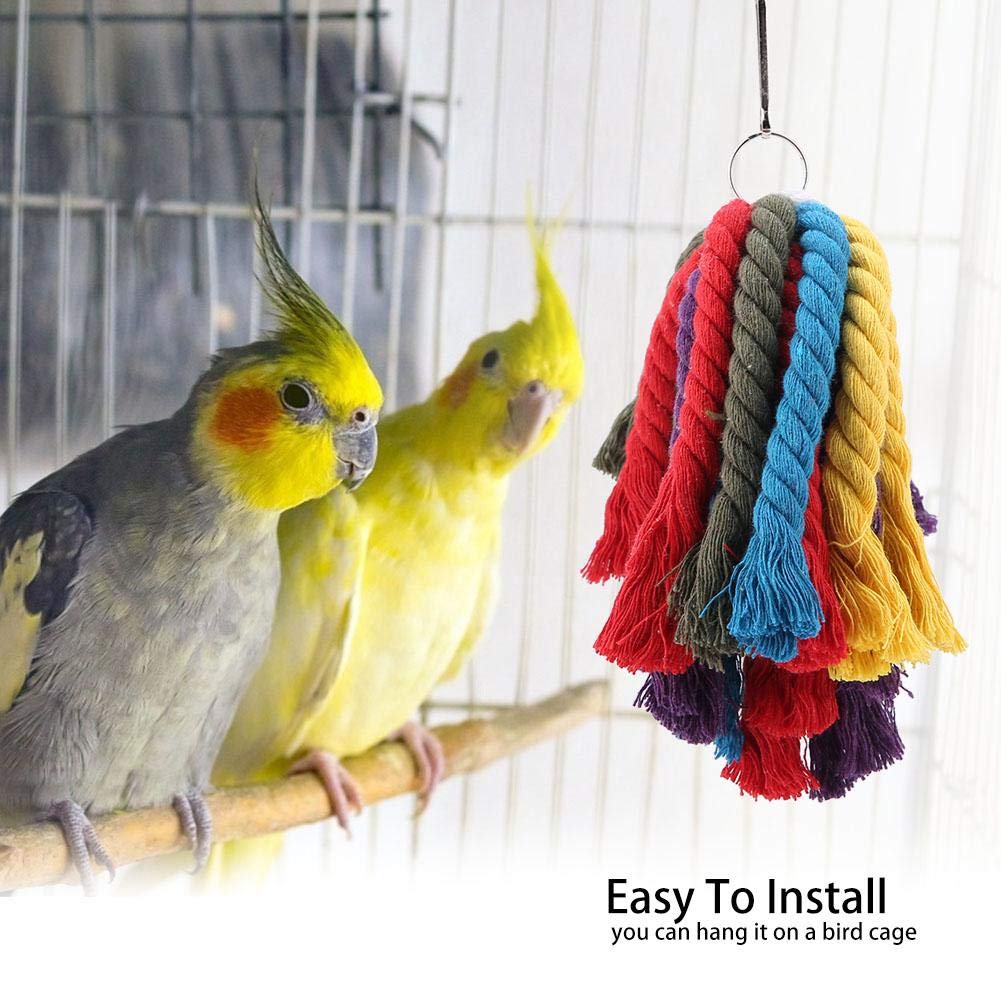 Yosoo 2 Pack Bird Chew Toys for Parrots - Natural Cotton Rope Biting & Chewing Hanging Toys for Bird Cage - Perfect for Mental Stimulation & Beak Trimming