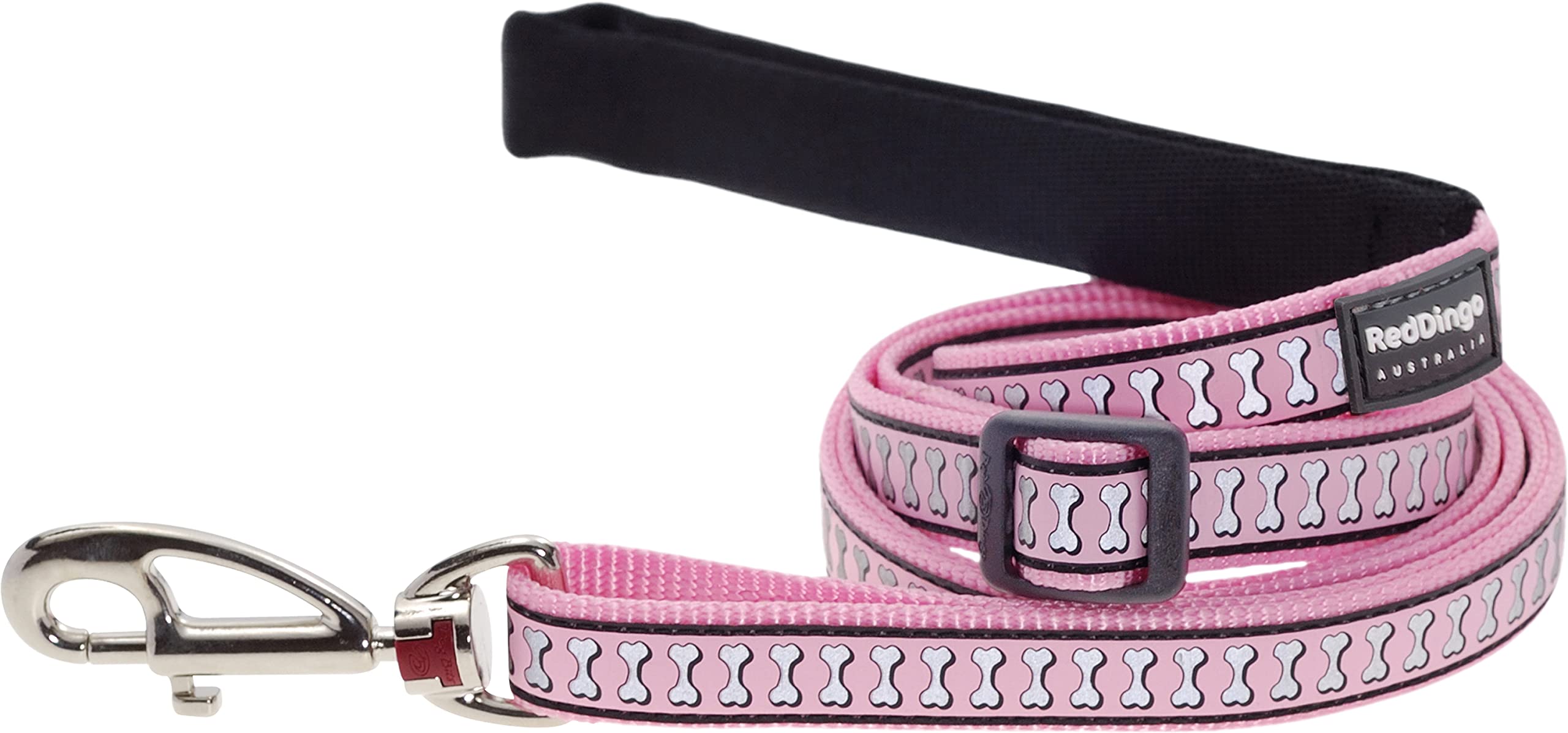 Red Dingo Reflective Dog Leash - Large Size, Pink Color for Nighttime Safety | Perfect for Walking, Running & Outdoor Adventures with Your Pet