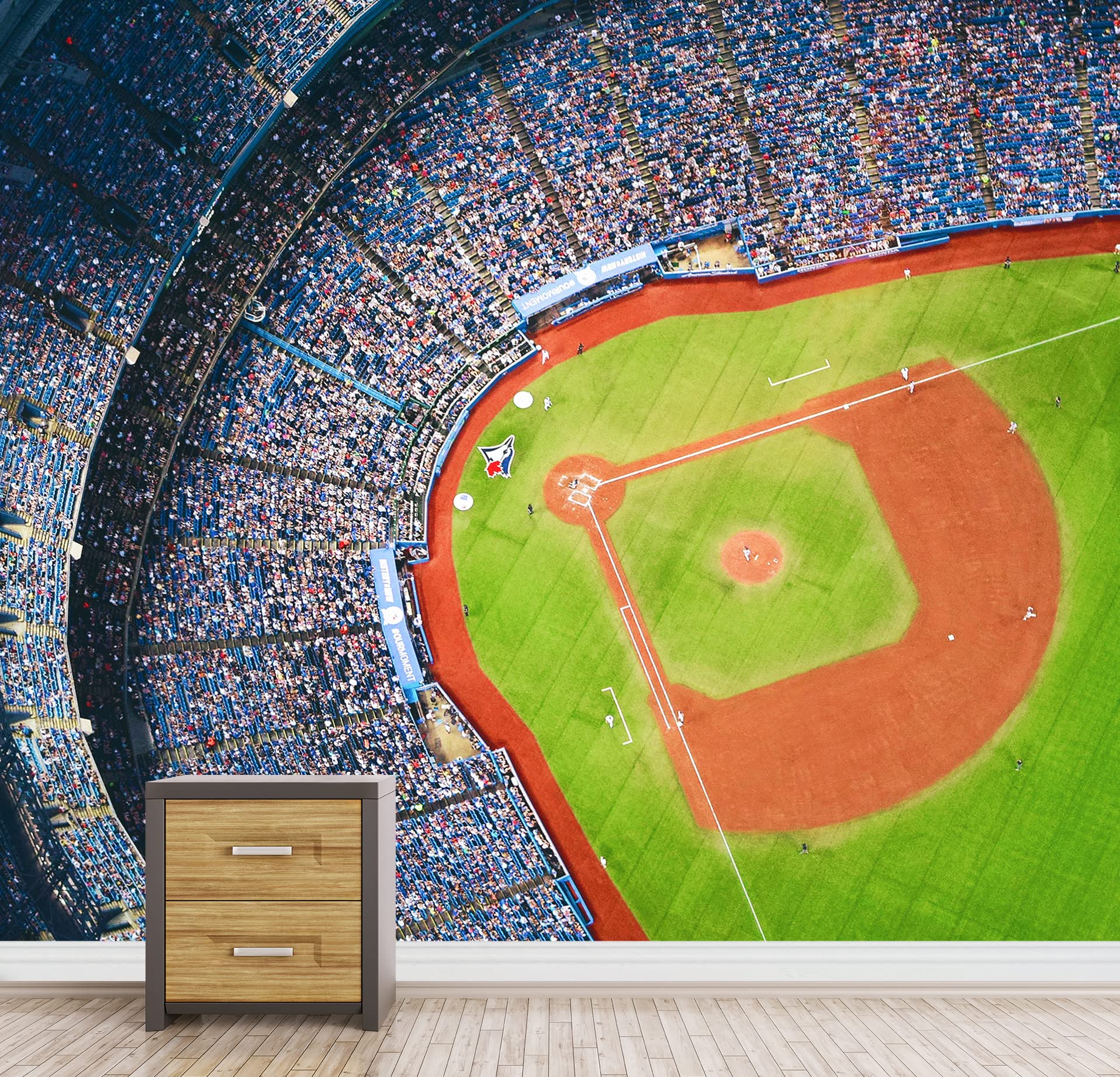 Wall26 Removable Wall Sticker & Mural - Aerial View Baseball Diamond Field Sports Photography for Gym, Living Room, Bedroom & Office Decor - 100x144 Inches - Perfect for Sports Fans, Fitness Enthusiasts & Home Decoration