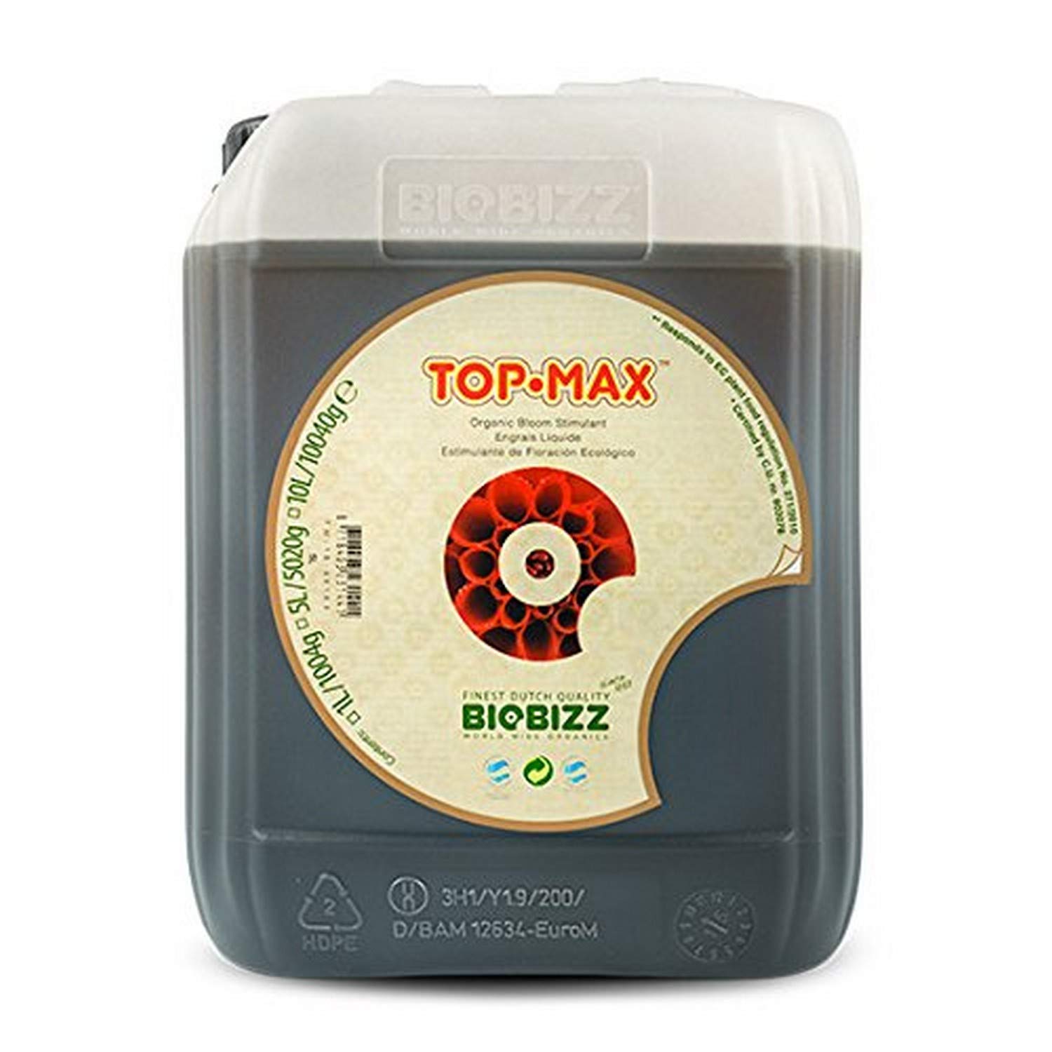 Biobizz Top-Max 5L Organic Liquid Plant Fertilizer - Premium Bloom Booster for Hydroponics & Soil Gardening - Ideal for Indoor Plants, Vegetables & Flowering Crops