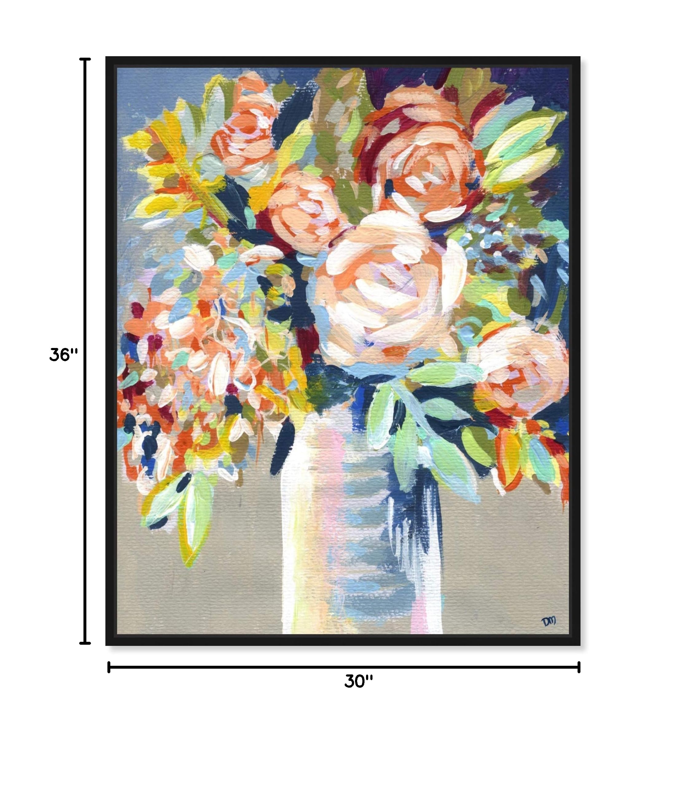 Oliver Gal Artist Co. 'Vitale' Floral & Botanical Framed Wall Art Canvas Prints - Elegant Home Decor for Living Room, Bedroom & Office