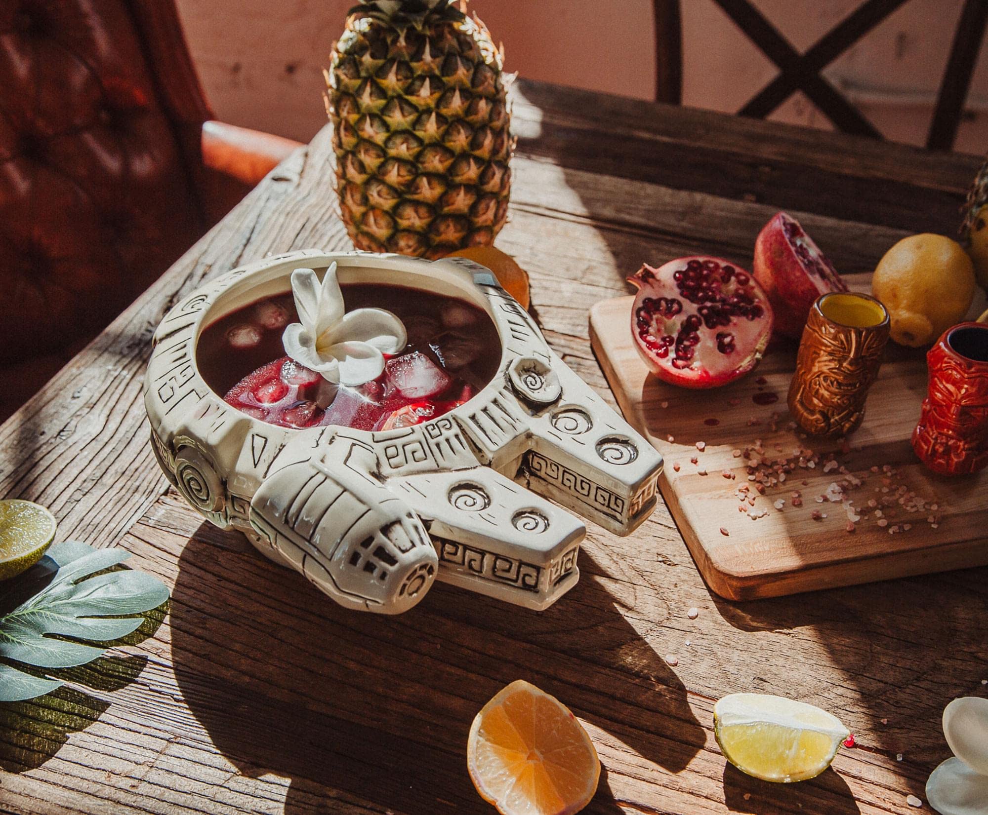 Star Wars Millennium Falcon Tiki Bowl with Han Solo & Chewbacca Mug - Geeki Tiki Collectible Drinkware Set for Sci-Fi Fans & Cocktail Parties