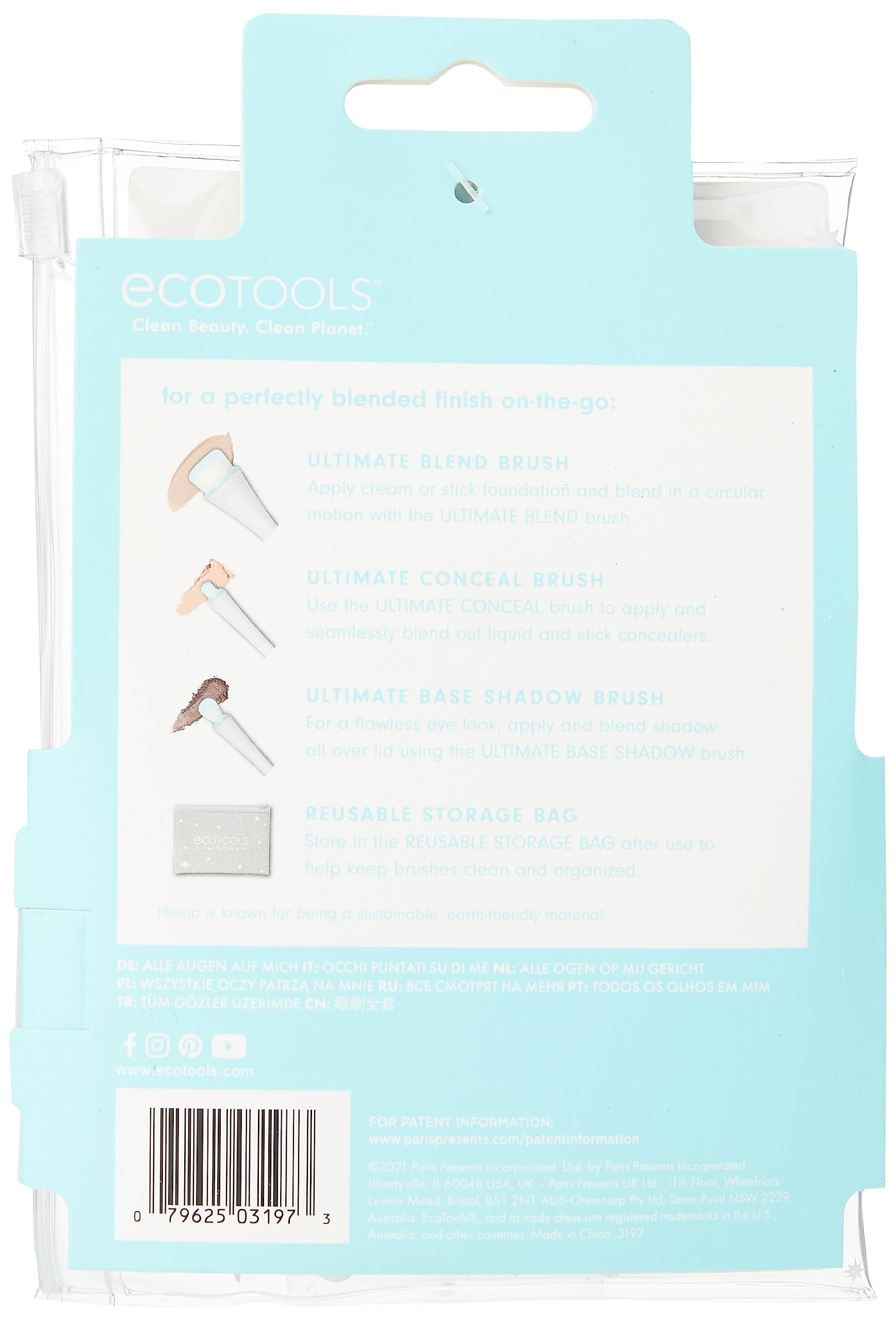 EcoTools Limited Edition All Eyes on Me 5-Piece Makeup Brush Set - Premium Travel-Sized Mini Brushes for Holiday Gifts & Stocking Stuffers | Perfect for On-the-Go Makeup & Professional Beauty Looks