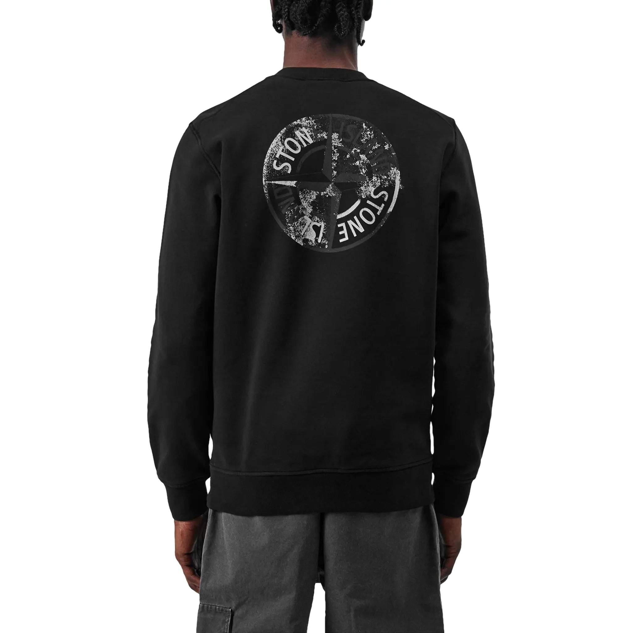 Stone Island Men's Dial Logo Black Sweatshirt | Casual Pullover Hoodie for Streetwear & Urban Fashion | Perfect for Everyday Wear & Outdoor Activities