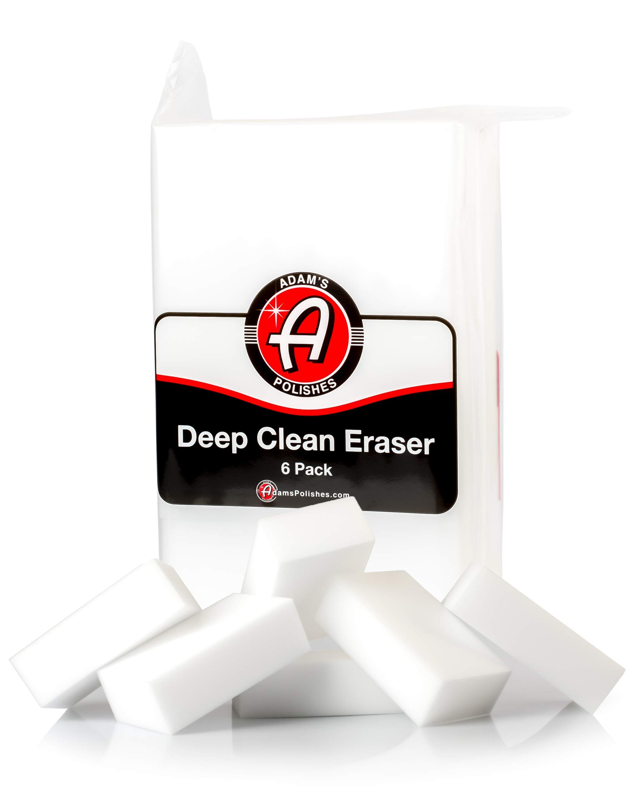 Adam's Polishes Deep Clean Eraser (6 Pack) - Premium Soft Abrasive Magic Foam Sponge for Car Interior Cleaning | Effective on Leather, Vinyl & Plastic Surfaces | Powerful Car Seat Cleaner for Heavy Dirt | Ideal for Cars, Motorcycles, Boats & RVs | Perfect for Deep Cleaning Stains & Grime from Seats, Dashboards & Trim