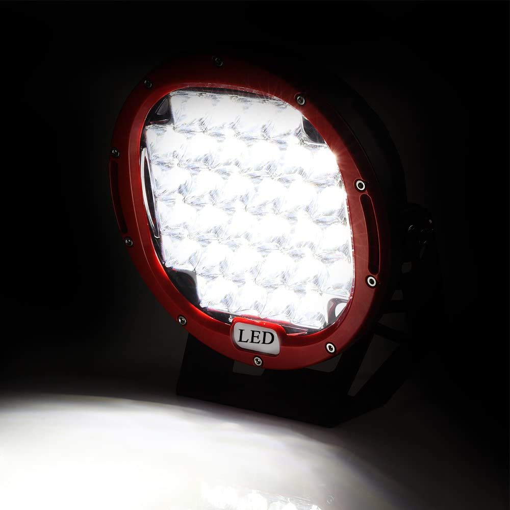 2PCS 225W 9 Inch LED Work Light Bar - Spot Beam Off Road Lights 12V/24V Waterproof Fog Driving Lights for Truck, Boat, Car, 4x4, ATV, UTV, SUV, 4WD (Red) - Perfect for Night Off-Roading, Camping & Emergency Lighting