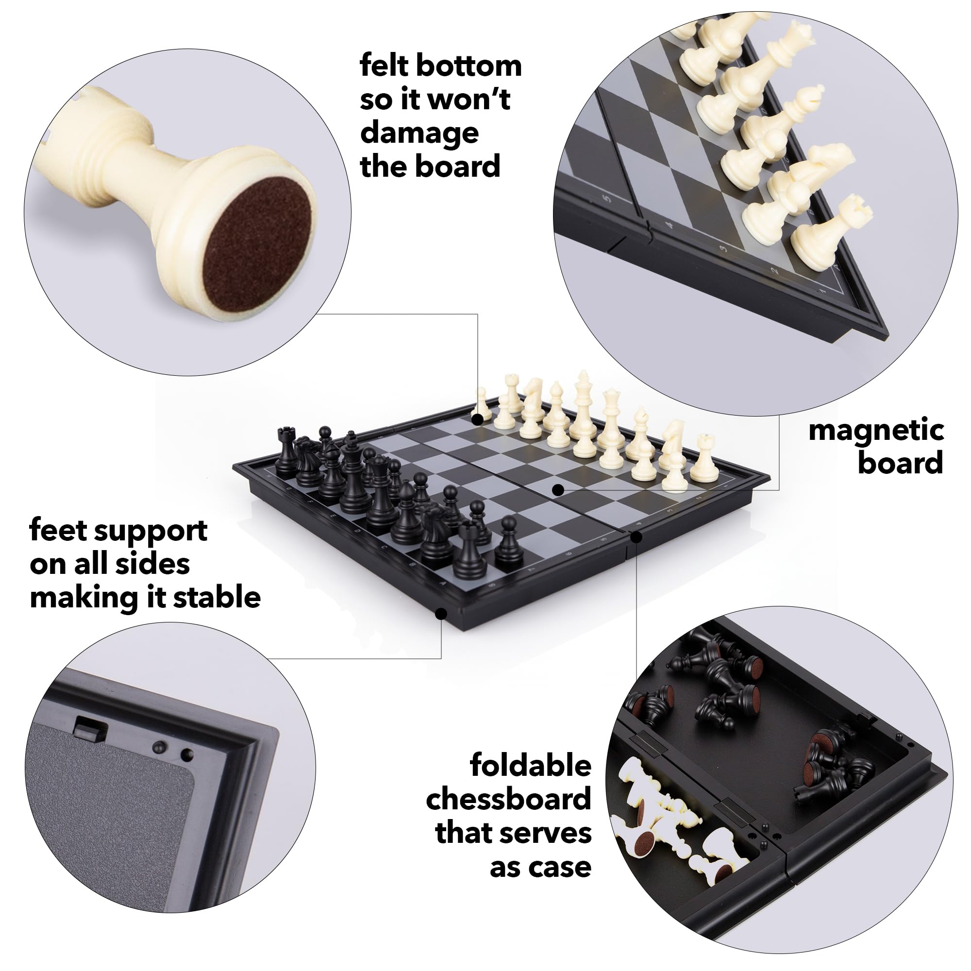 Magnetic Travel Chess Set - Foldable Portable Chess Board Game for Kids & Adults | Perfect for Road Trips, Camping, Office & Home Entertainment | Fun Educational Travel Toy & Desktop Game