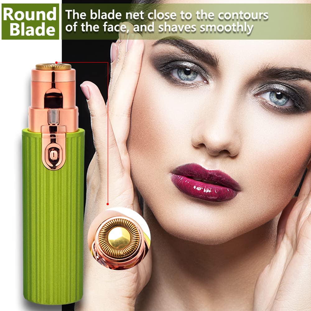 2 in 1 Rechargeable Electric Eyebrow Trimmer & Epilator for Women - Painless Facial Hair Removal, Lipstick Shape Design, Mini Razor Shaver (Green) | Perfect for Travel, Home Use & On-the-Go Grooming