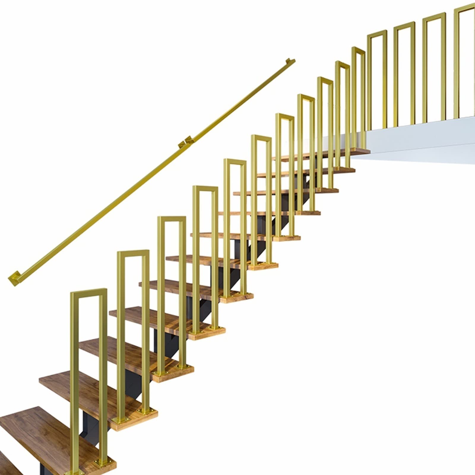 **Golden Safety Fence Handrail Brackets – Heavy Duty Metal Deck Railing, American Style Horizontal Stair Handrail for Elderly & Child Safety – Easy Installation for Home, Garden & Outdoor Use**